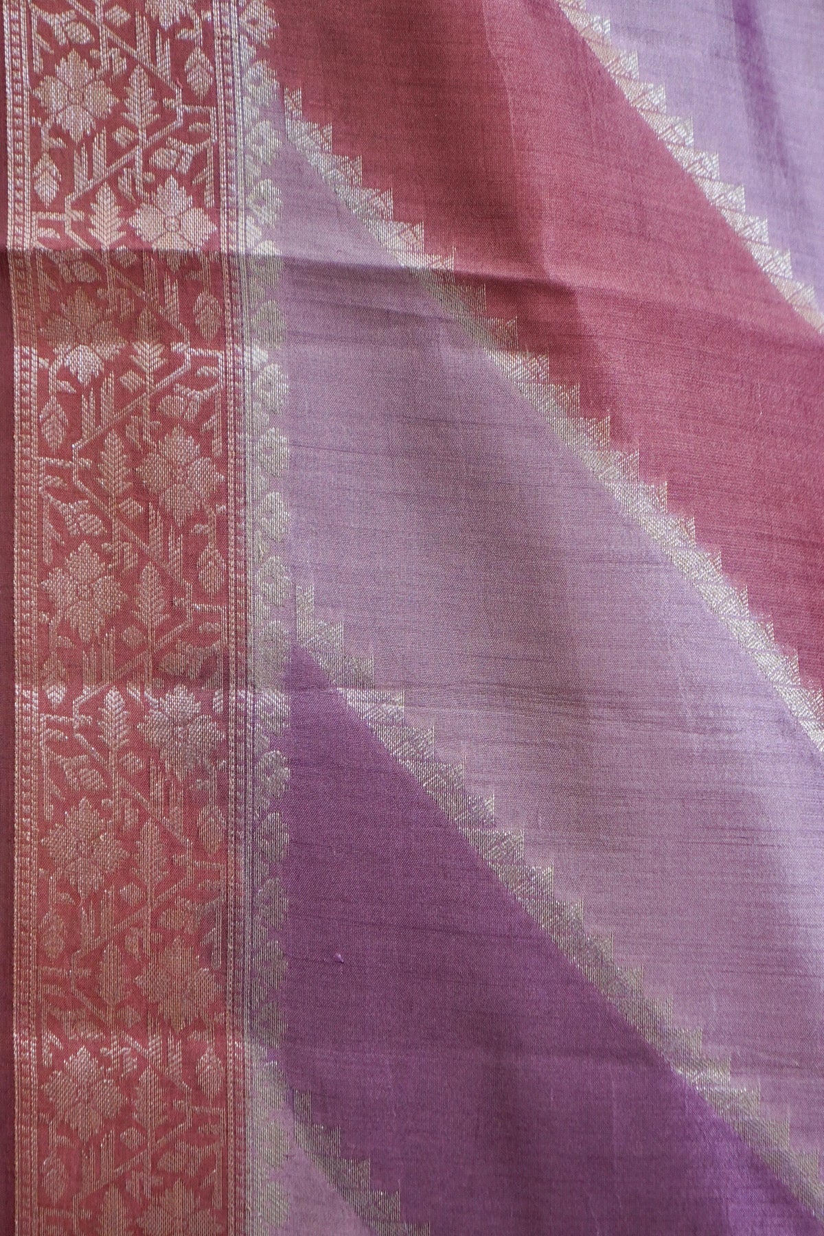 Handwoven Mauve Rangkaat Pure Banarasi Muga Silk Saree