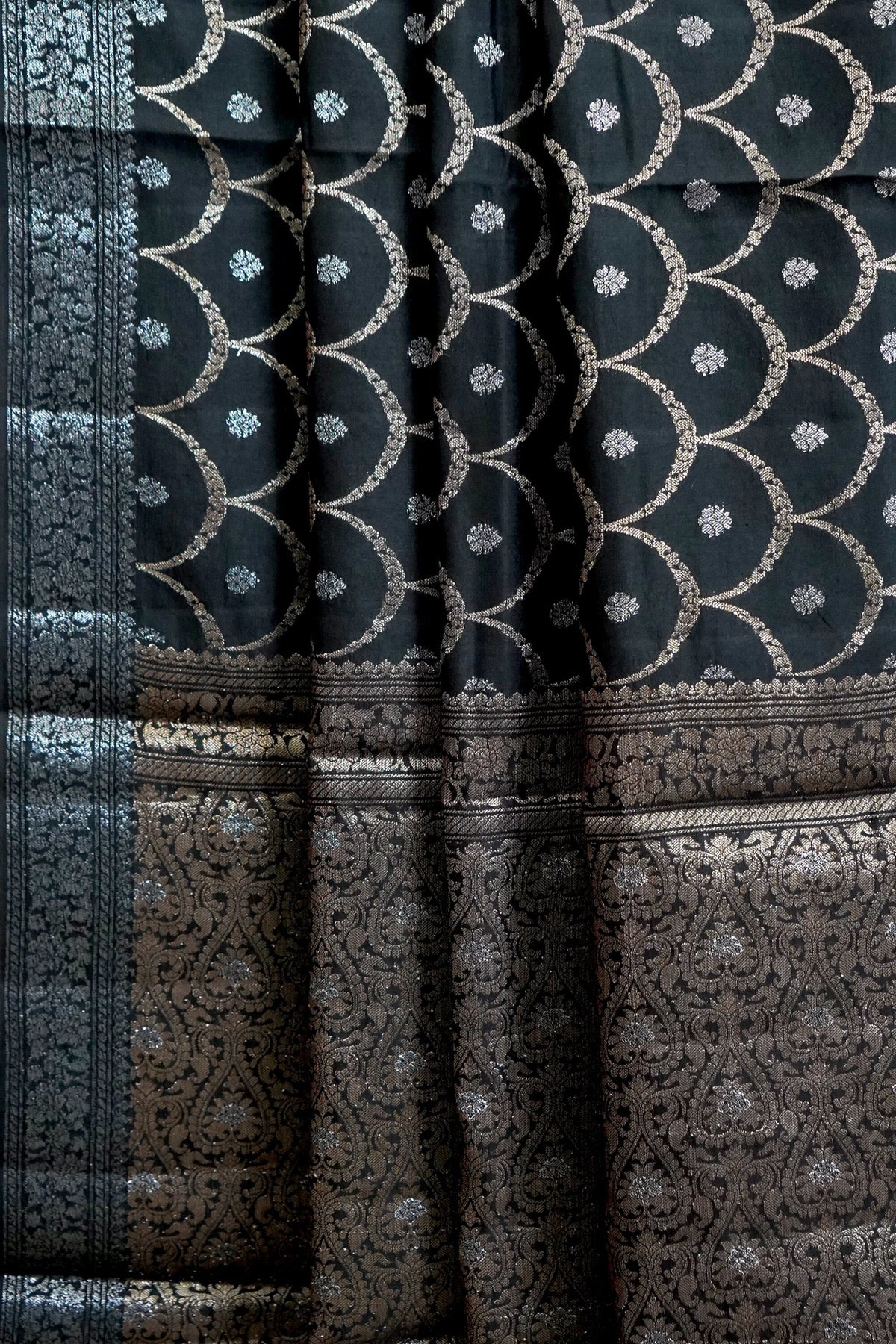 Handwoven Black Pure Banarasi Muga Silk Saree