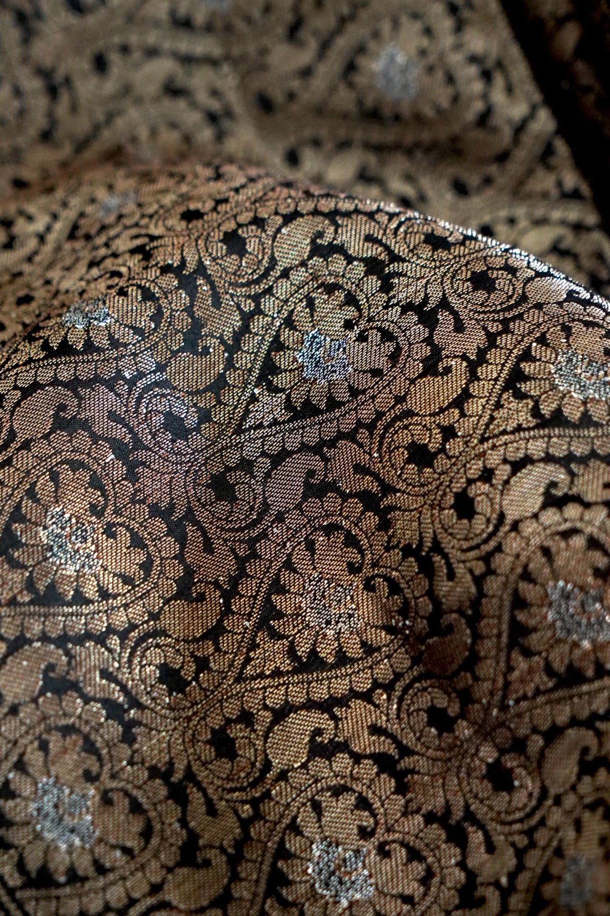 Handwoven Black Pure Banarasi Muga Silk Saree