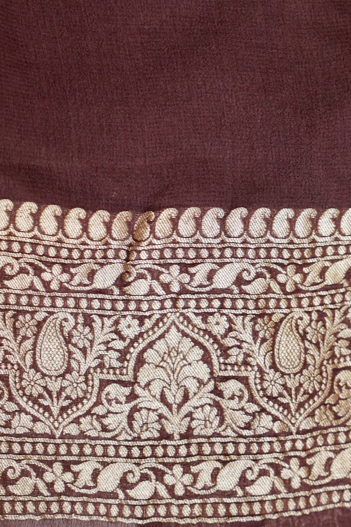 Handwoven Coffee Brown Pure Banarasi Khaddi Georgette Saree