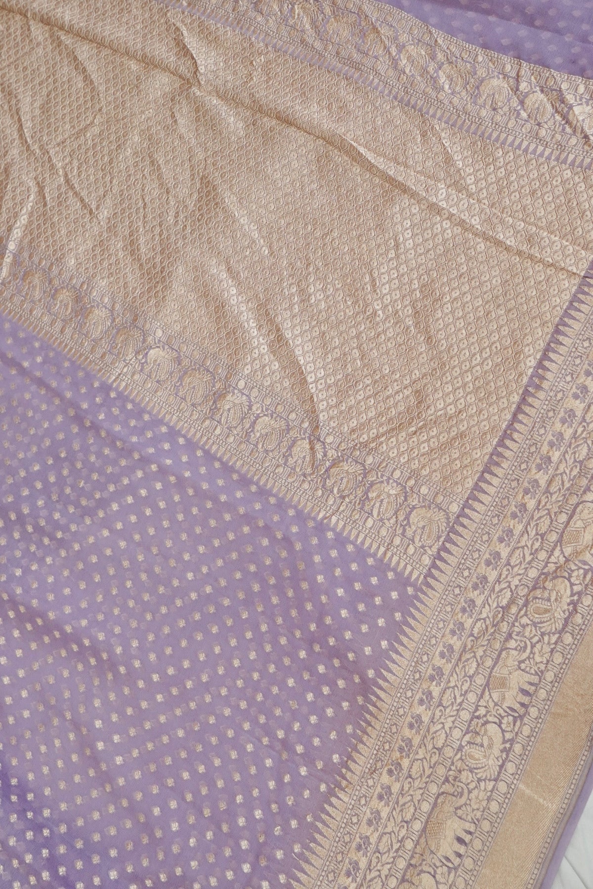 Handwoven Lilac Pure Banarasi Khaddi Georgette Saree