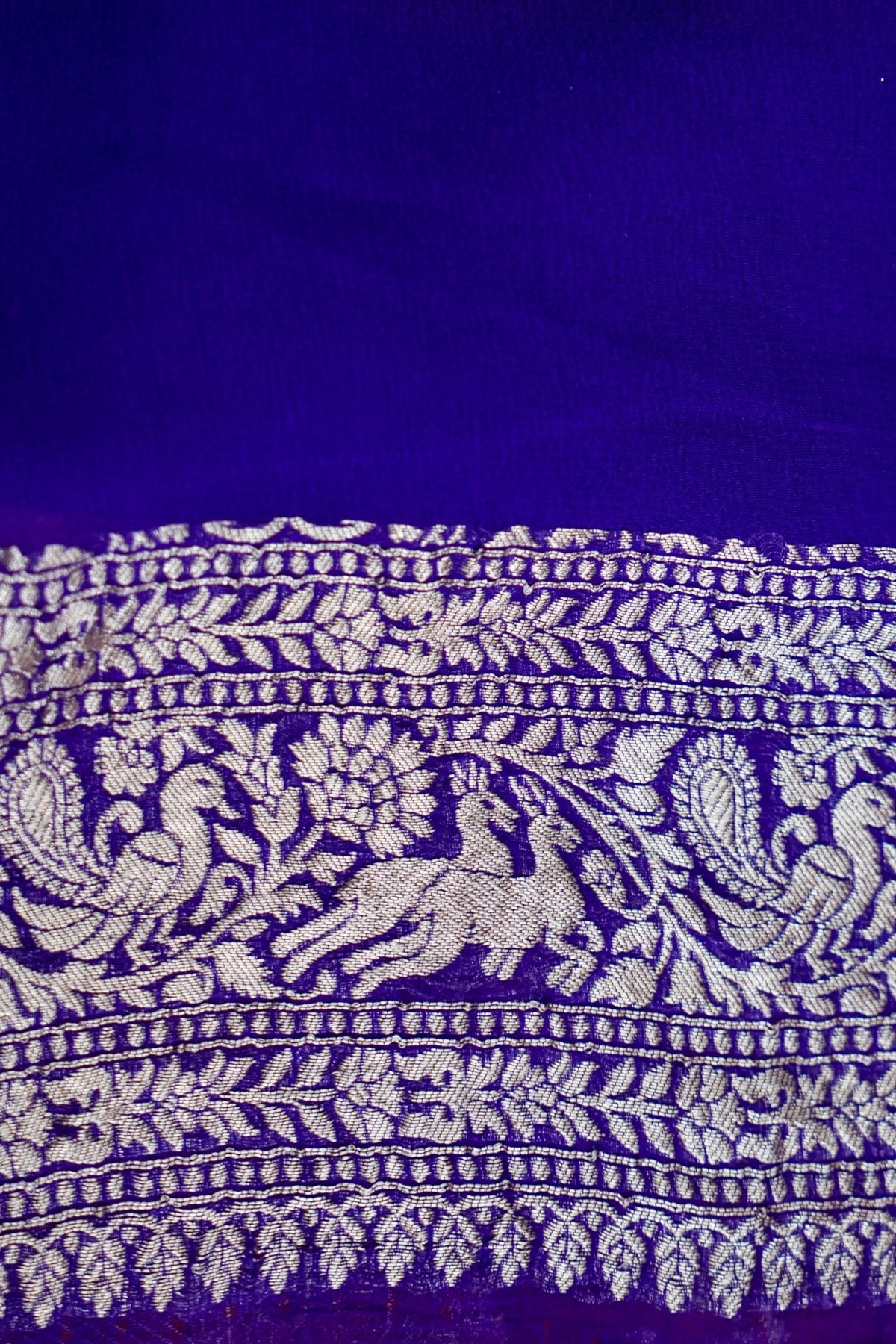 Handwoven Orange Pure Banarasi Shikargah Khaddi Georgette Saree