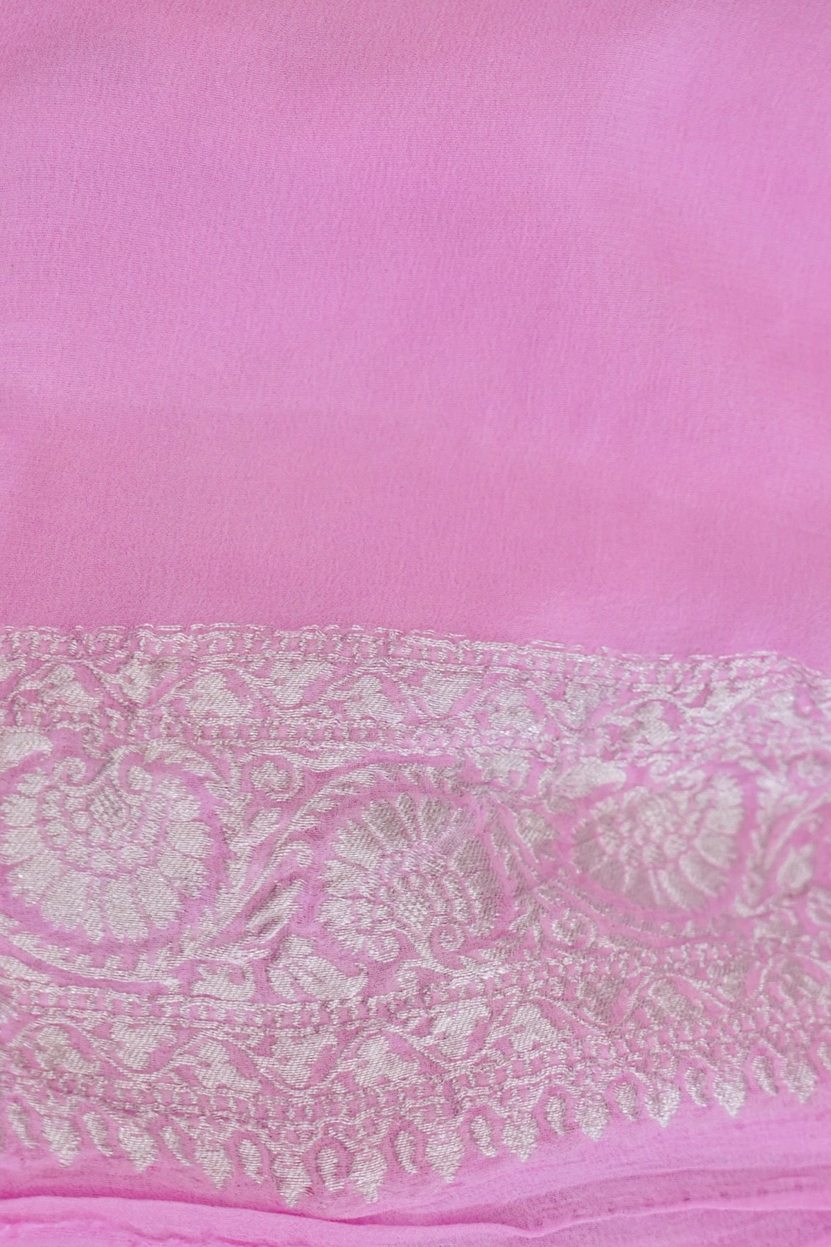Handwoven Pink Pure Banarasi Meenakari Khaddi Chiffon Saree