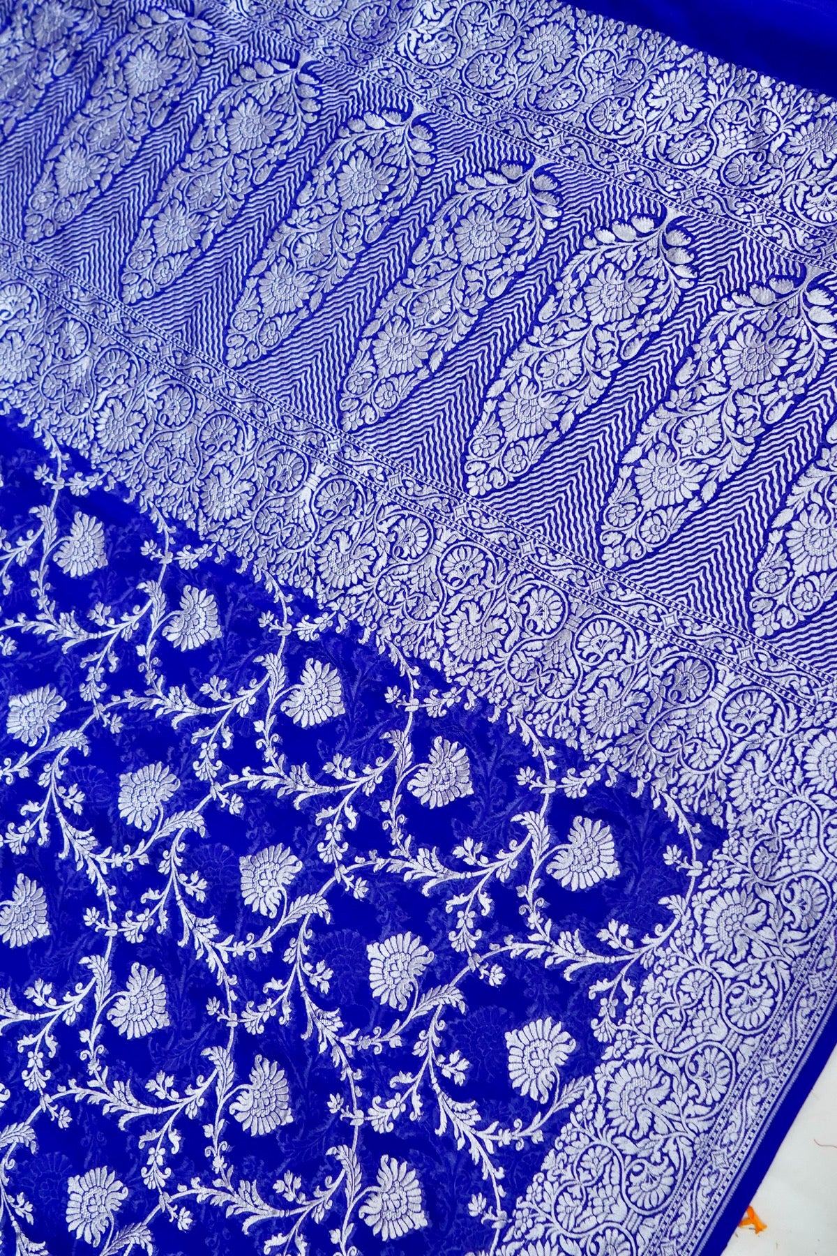Handwoven Royal Blue Pure Banarasi Khaddi Georgette Saree