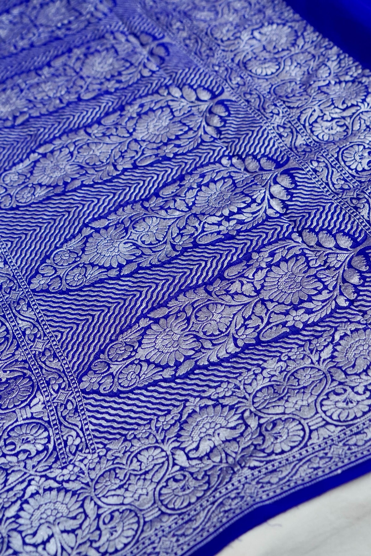 Handwoven Royal Blue Pure Banarasi Khaddi Georgette Saree