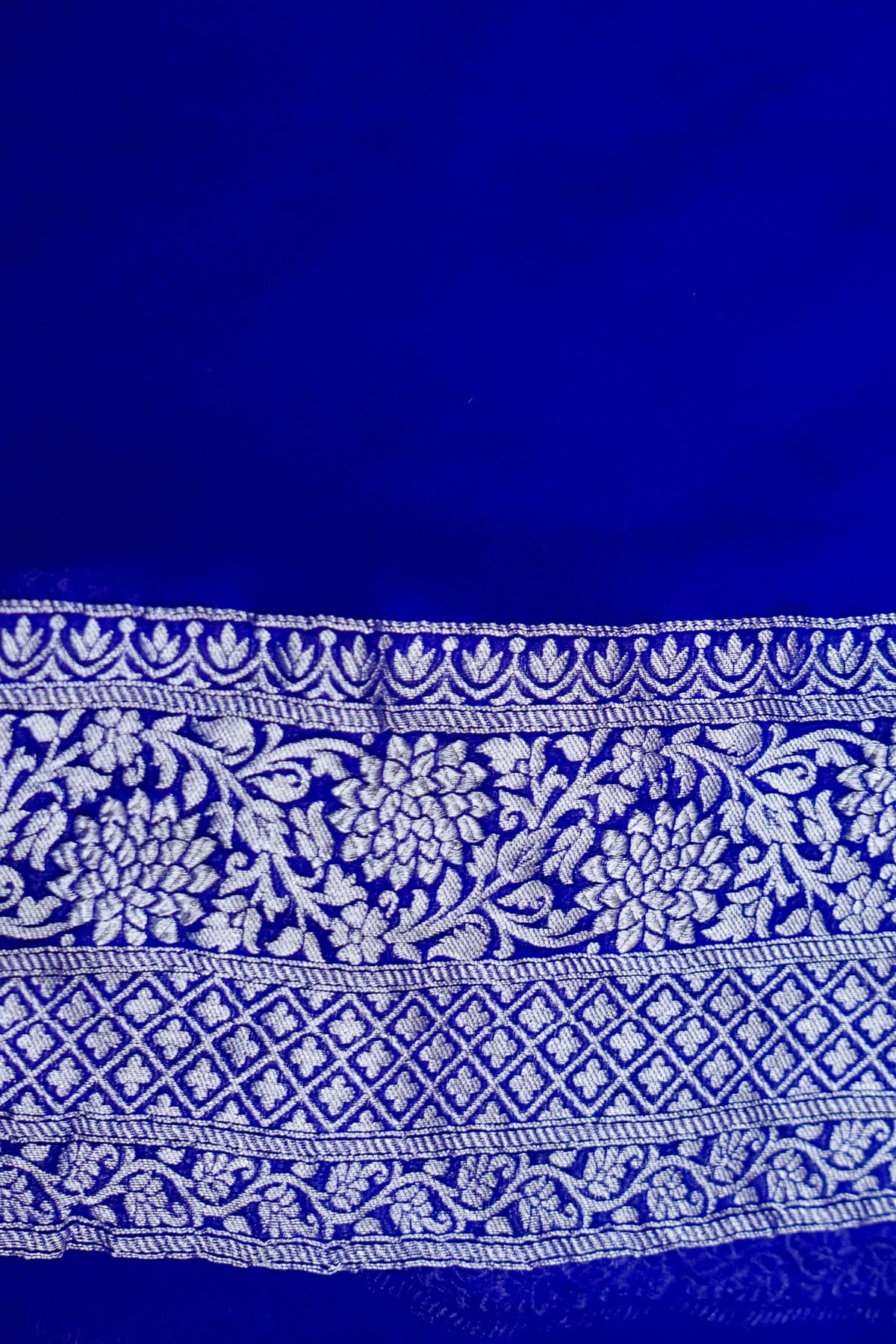 Handwoven Royal Blue Pure Banarasi Khaddi Georgette Saree