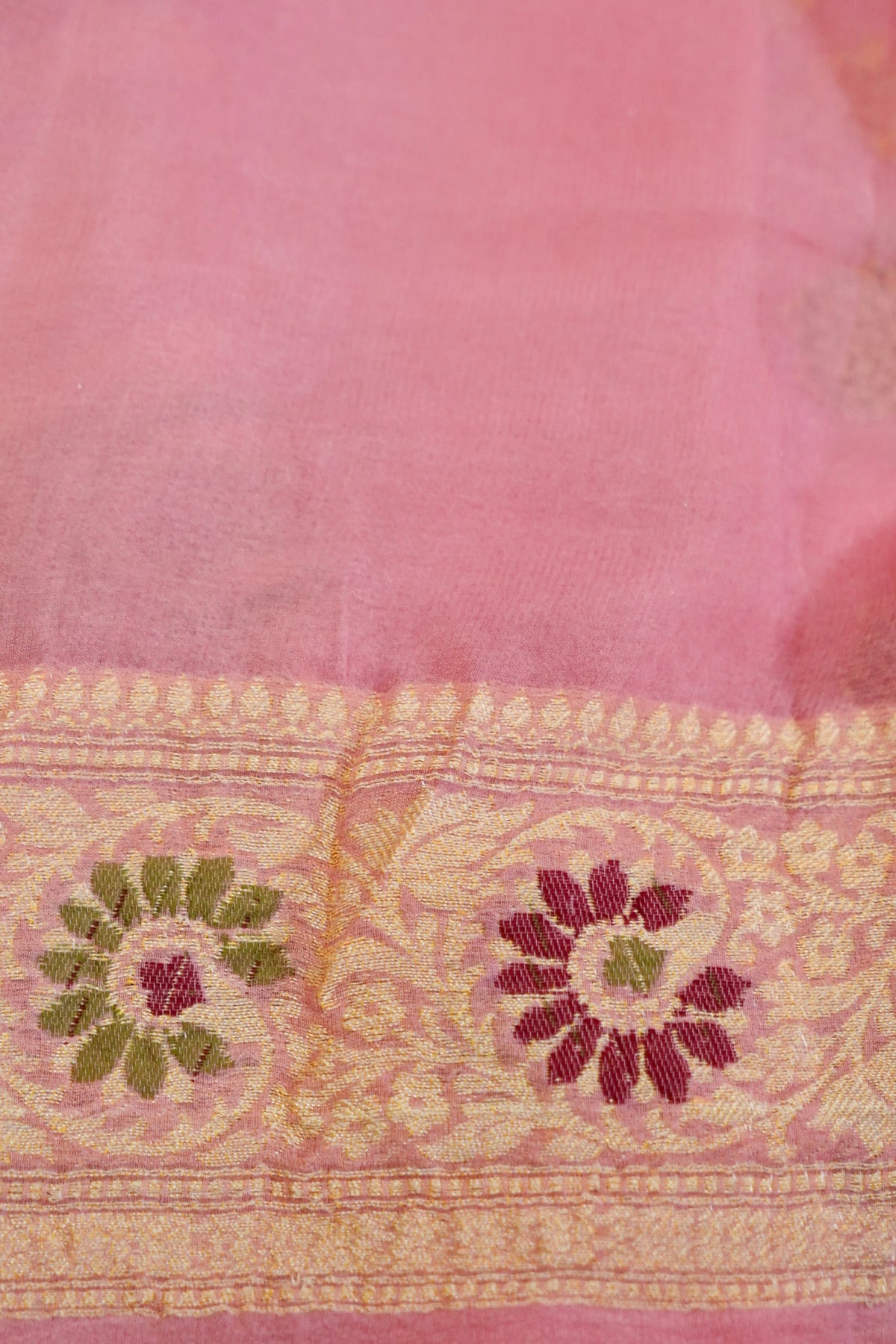 Handwoven Baby Pink Pure Banarasi Khaddi Georgette Saree