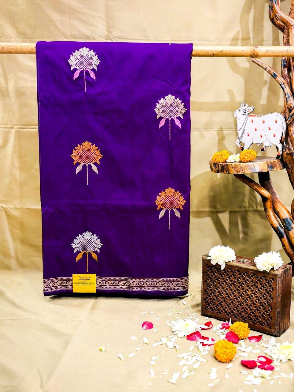 Handwoven Purple Banarasi Katan Silk Saree