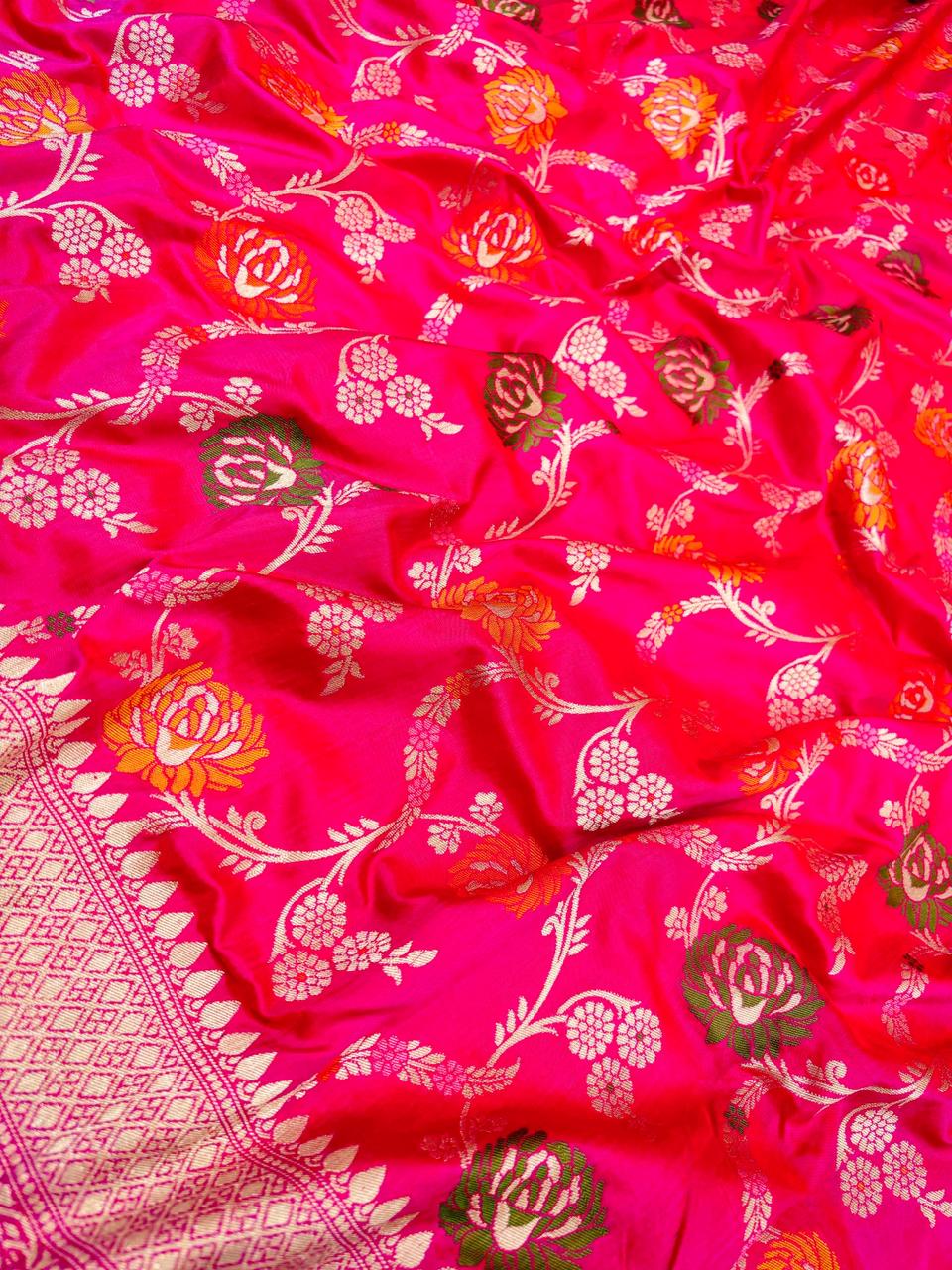 Handwoven Pink Meenakari Banarasi Katan Silk Saree