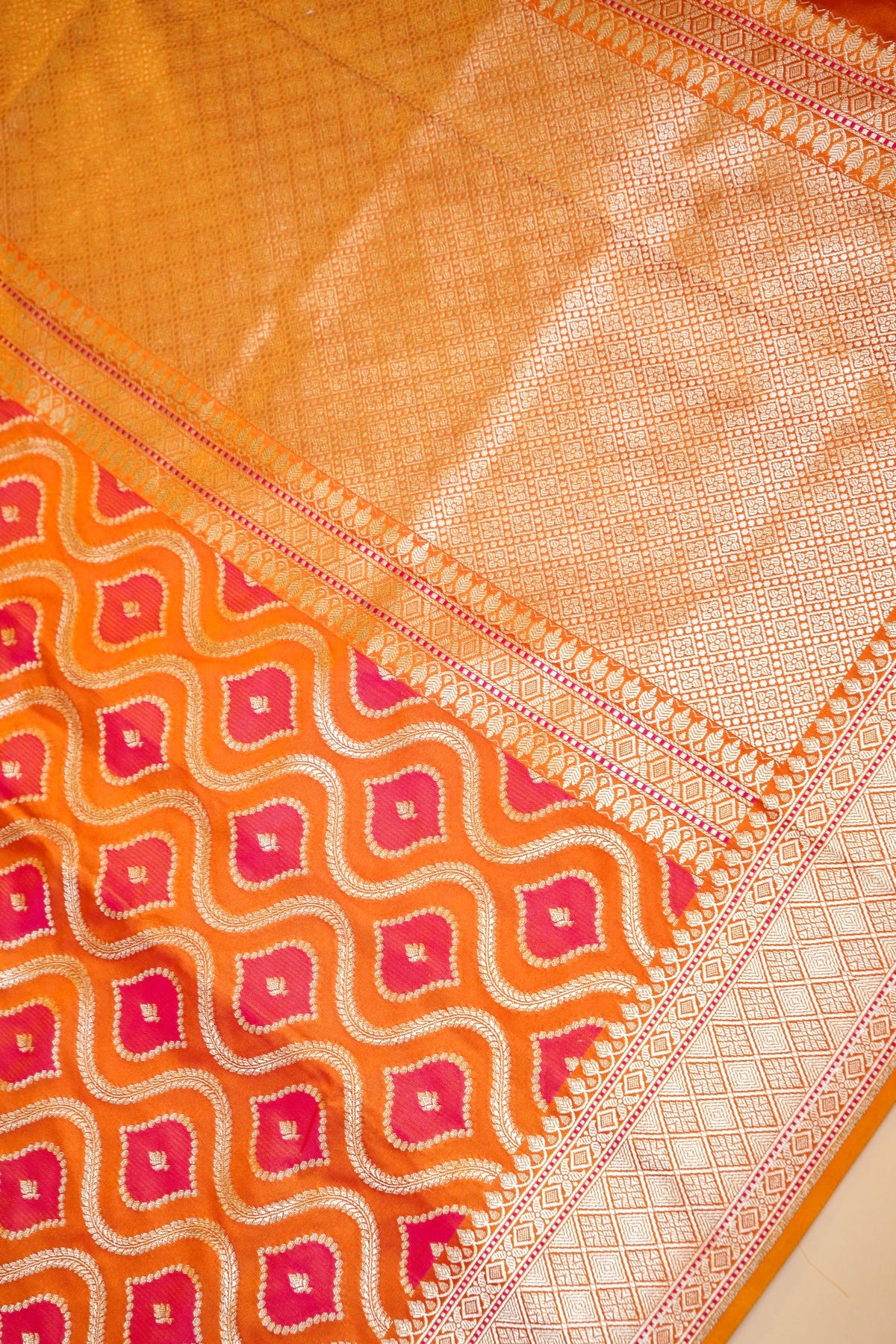 Orange Rangkaat Mashru Silk Saree