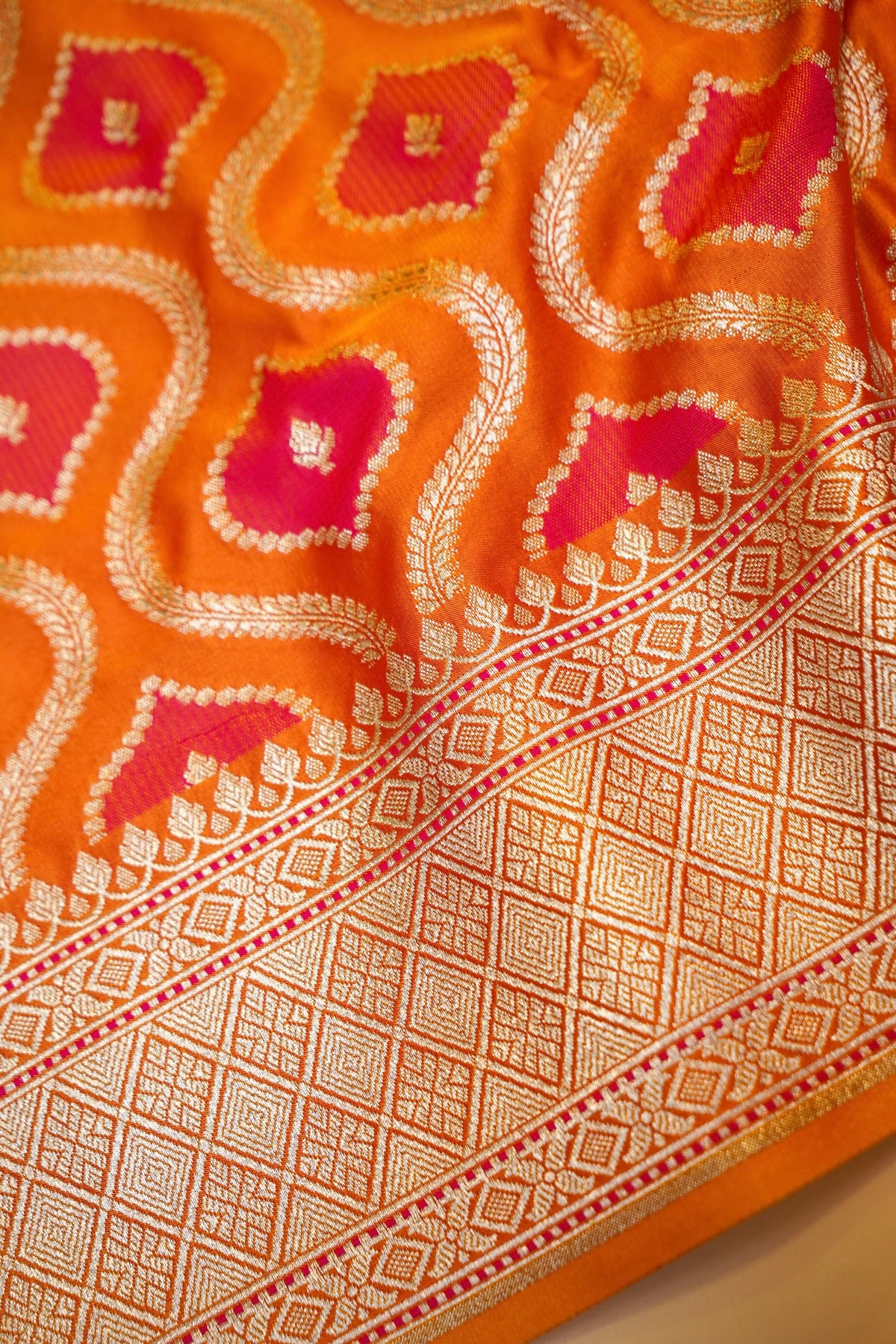 Orange Rangkaat Mashru Silk Saree