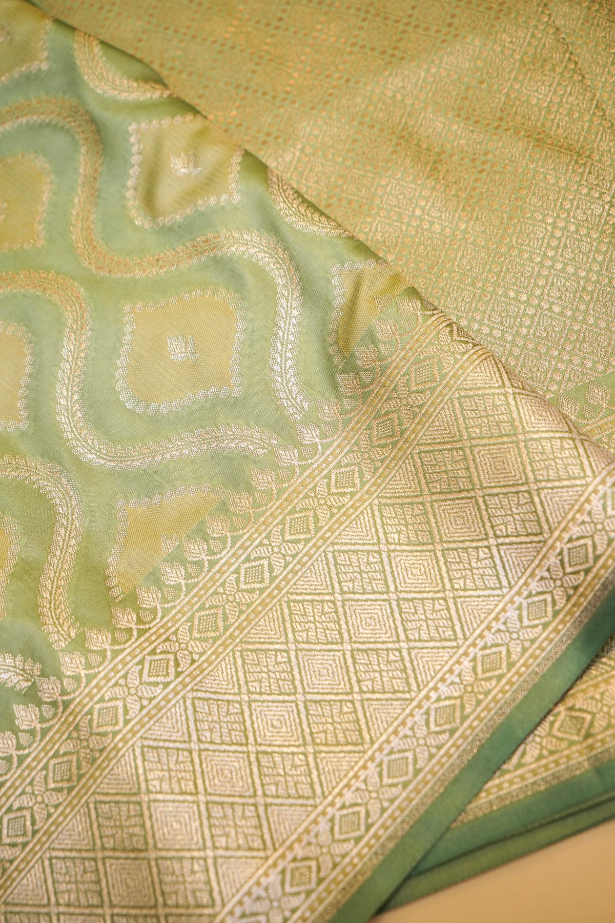 Pista Green Rangkaat Mashru Silk Saree