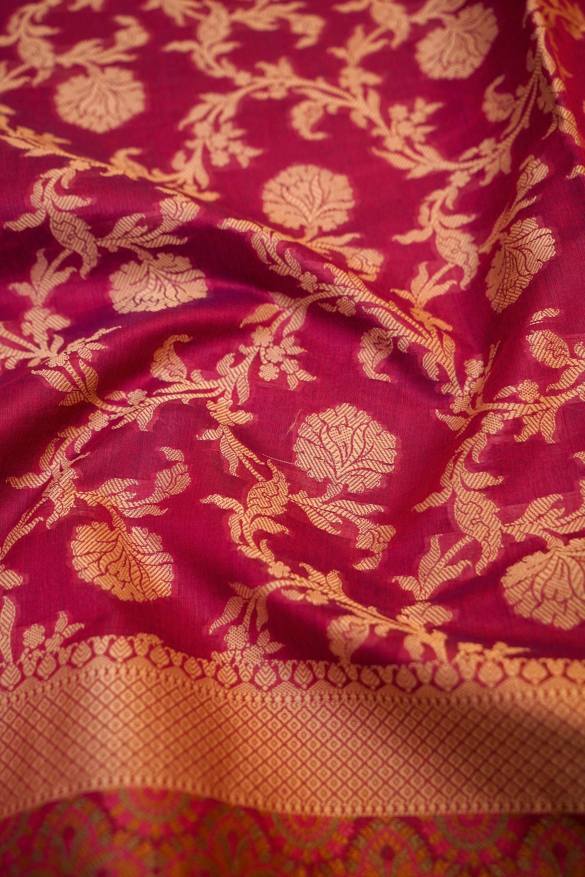 Wine Mercerise Silk Tilfi Saree