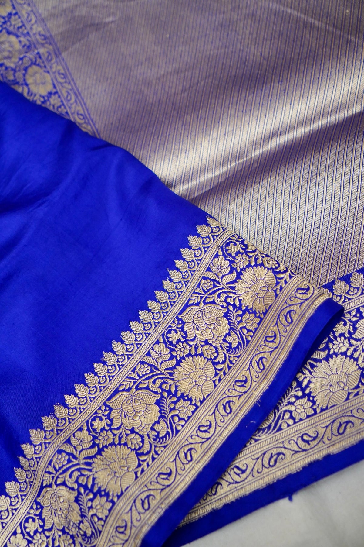 Handwoven Royal Blue Buta Pure Banarasi Katan Silk Saree