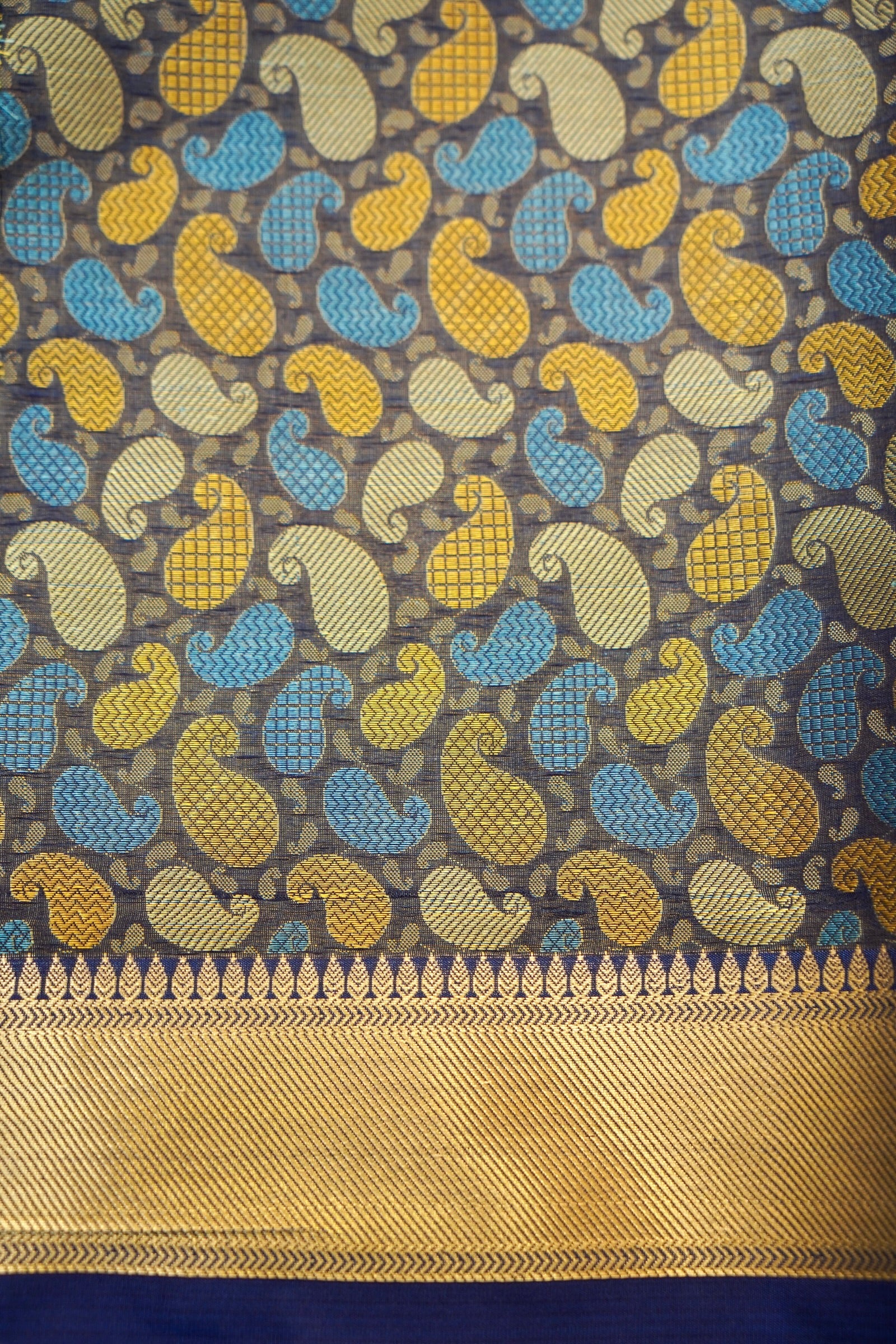 Blue Banarasi Jamawar Silk Saree
