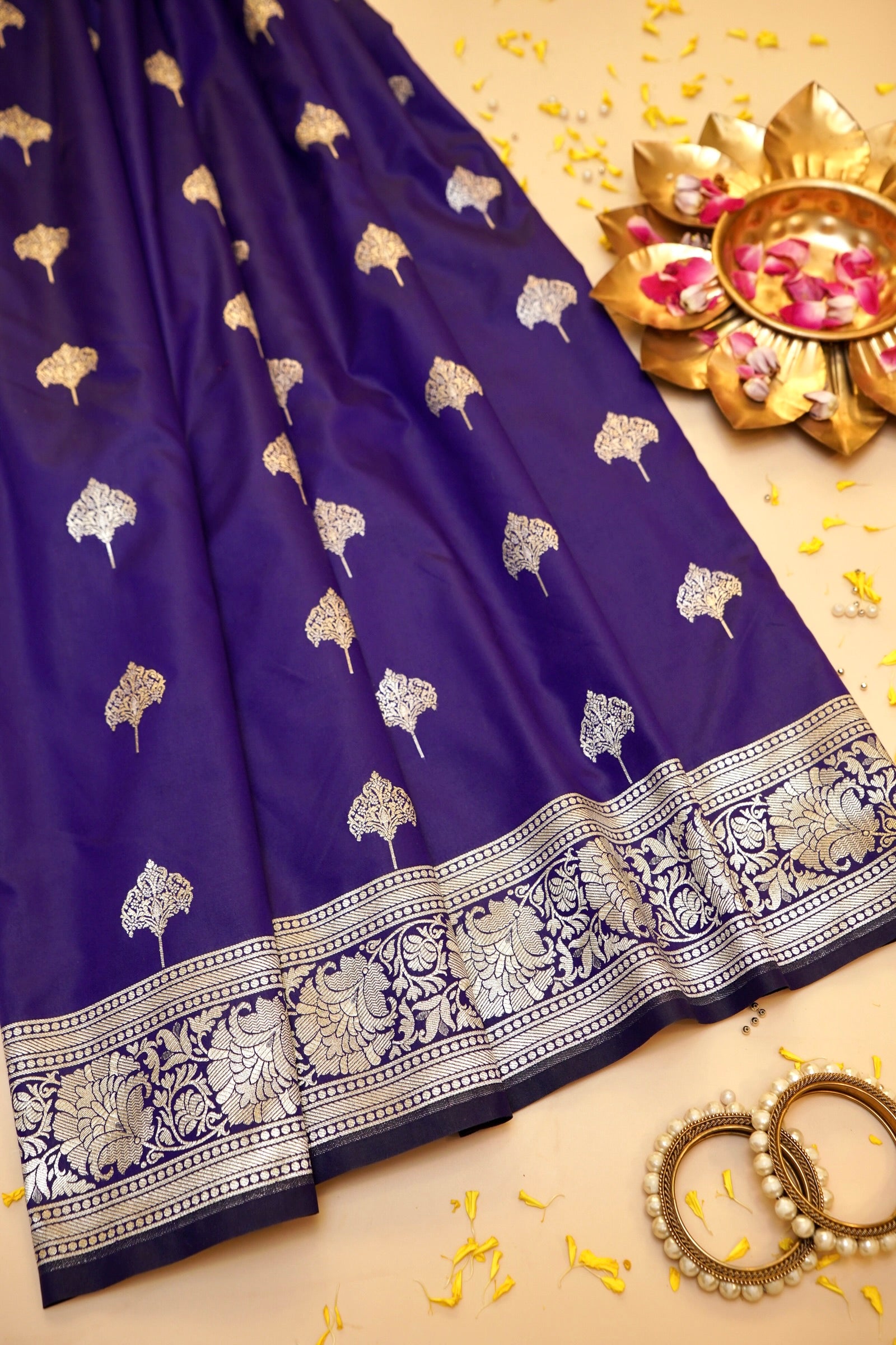 Purple Single Banarasi Katan Silk Saree