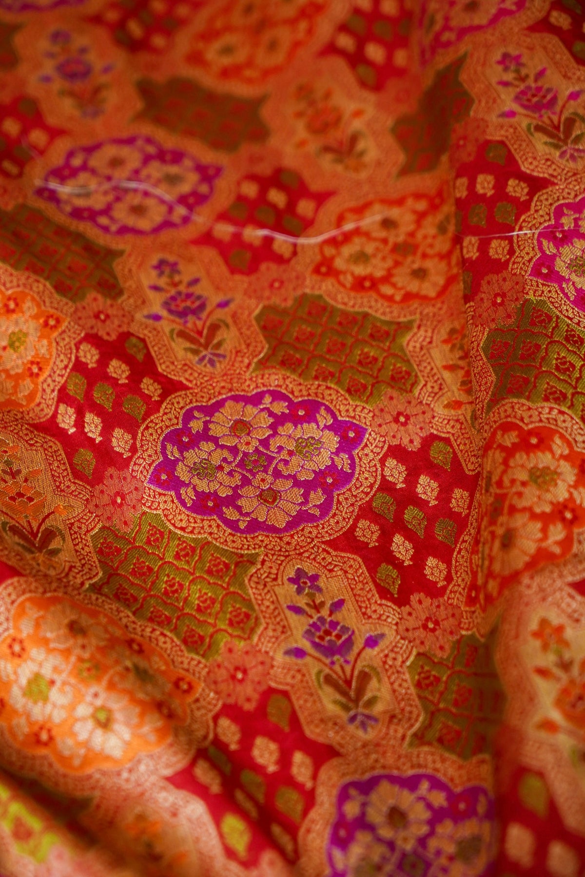 Handwoven Red Brocade Meenakari Pure Banarasi Katan Silk Saree