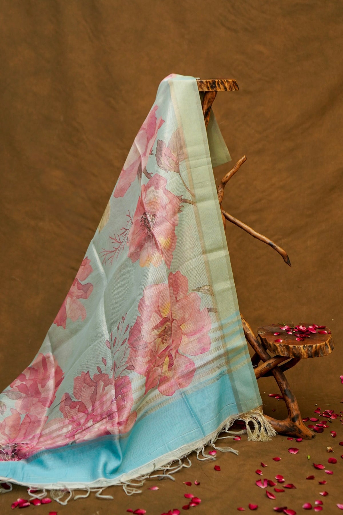 Sky Blue Kora Tissue Silk Dupatta
