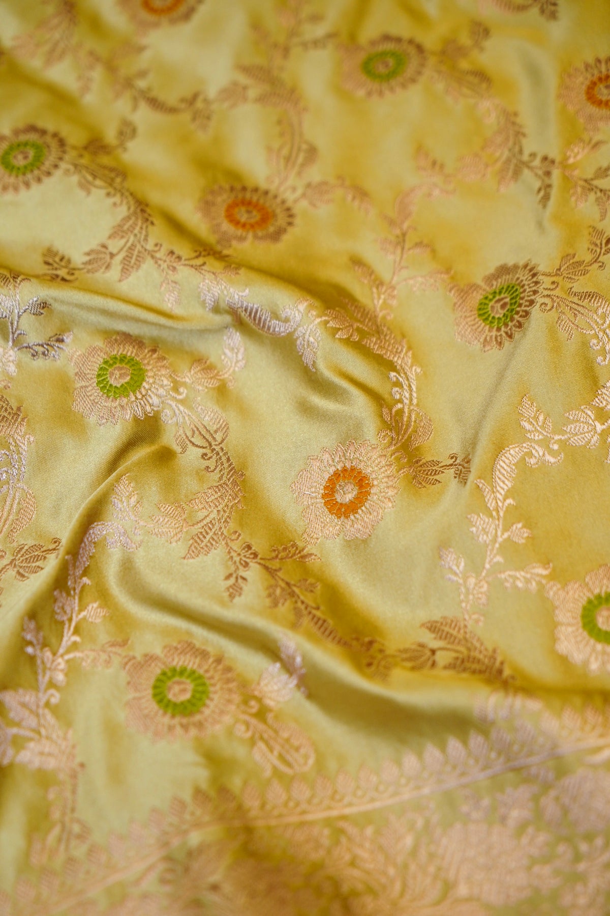 Light Pista Meenakari Banarasi Mashru Silk Dupatta