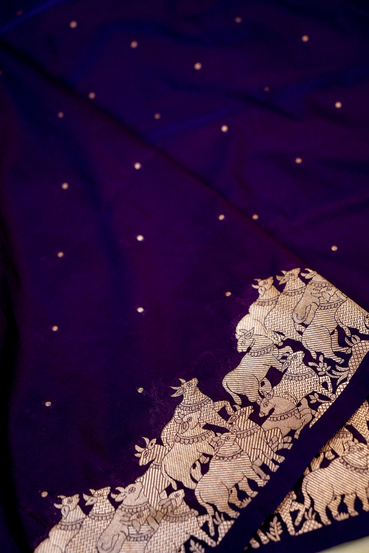 Royal Purple Banarasi Shikargah Katan Silk Dupatta