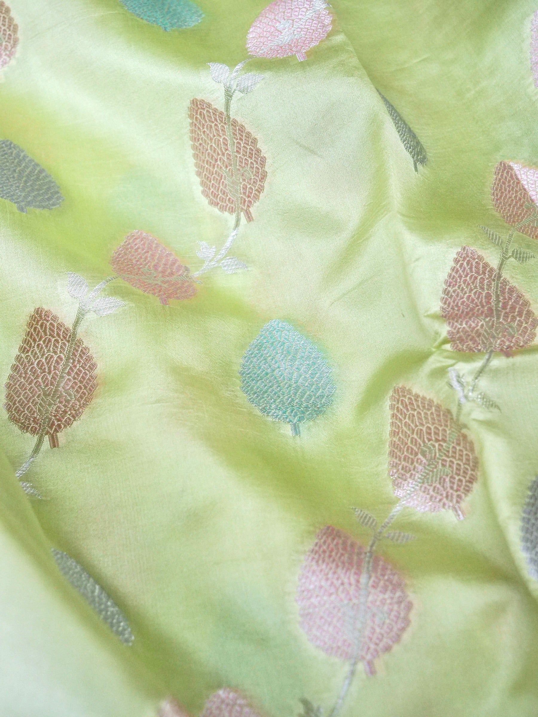 Handwoven Pista Green Banarasi Soft Katan Silk Saree