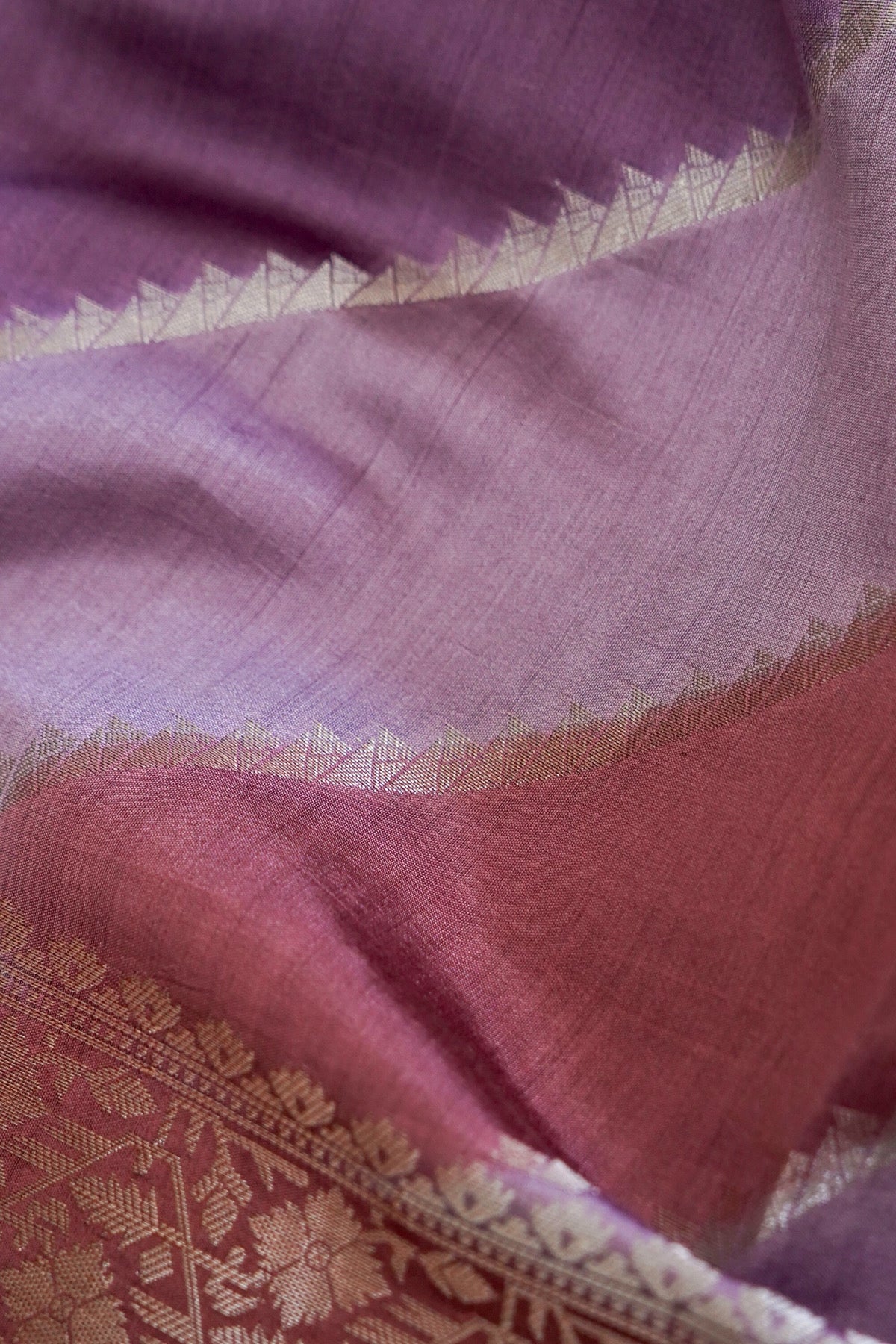 Handwoven Mauve Rangkaat Pure Banarasi Muga Silk Saree