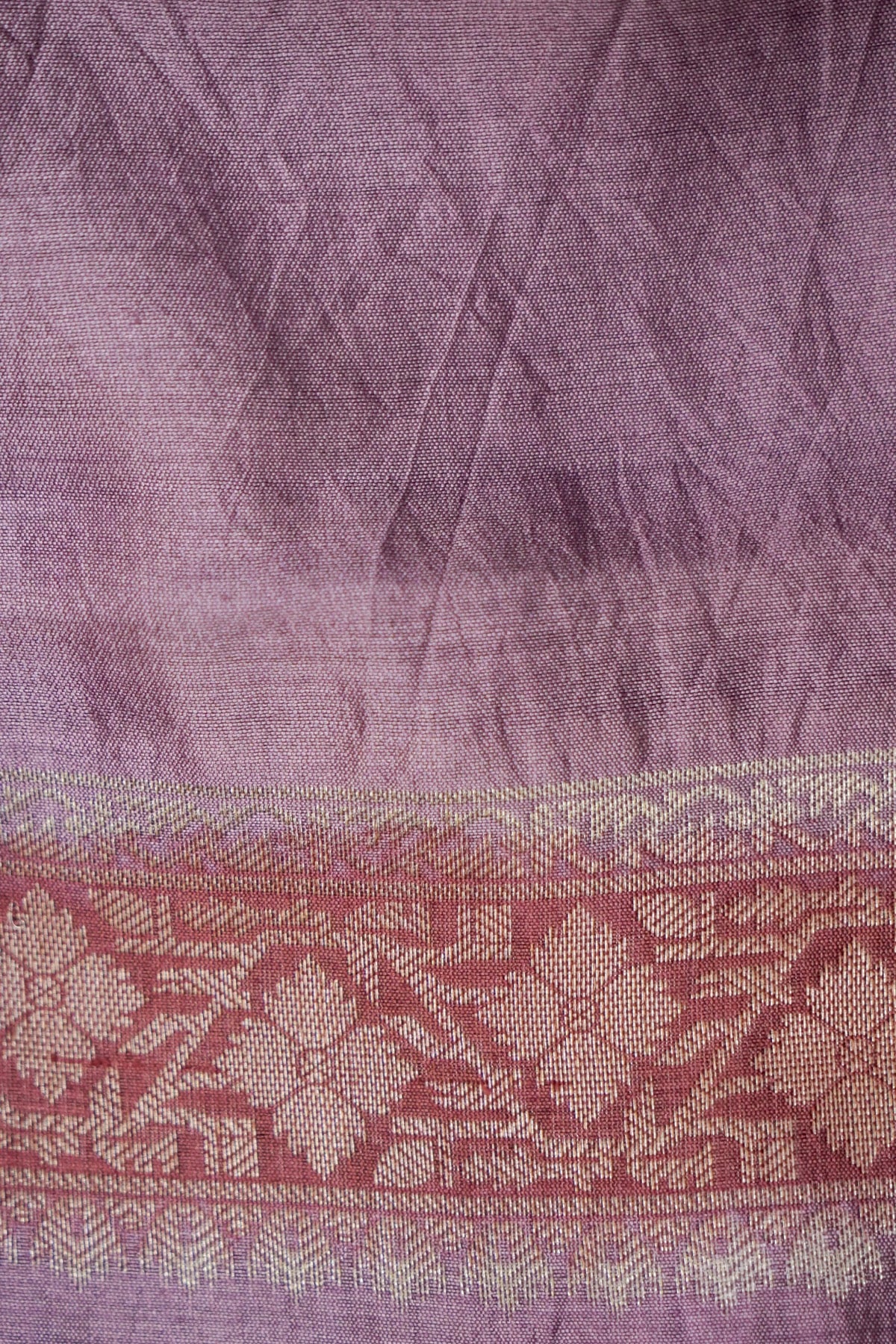 Handwoven Mauve Rangkaat Pure Banarasi Muga Silk Saree