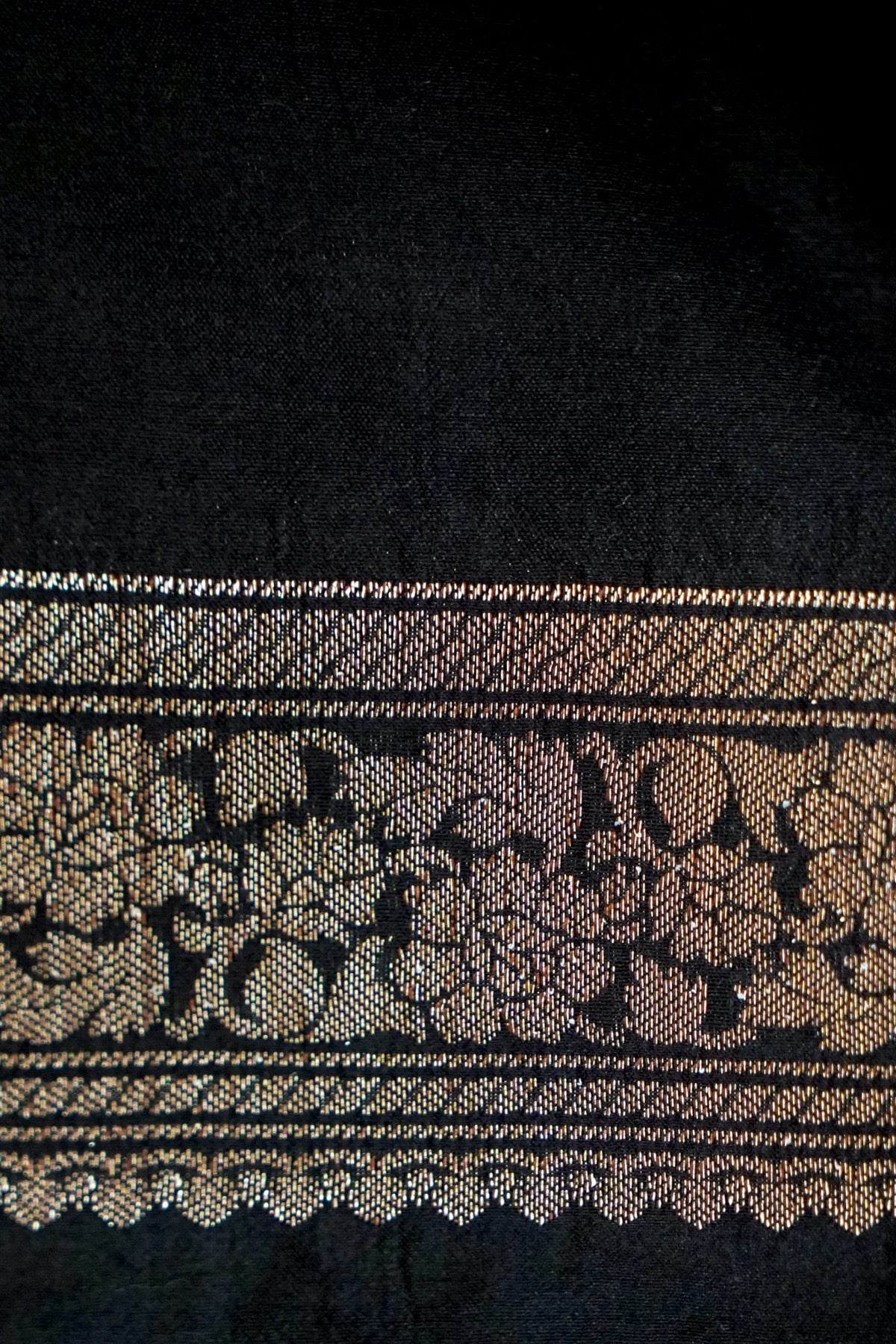 Handwoven Black Pure Banarasi Muga Silk Saree