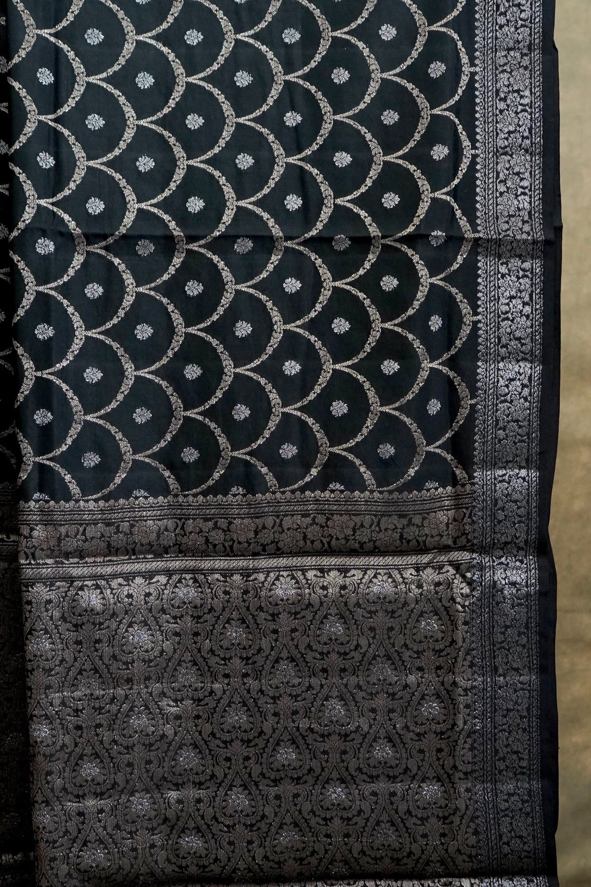Handwoven Black Pure Banarasi Muga Silk Saree