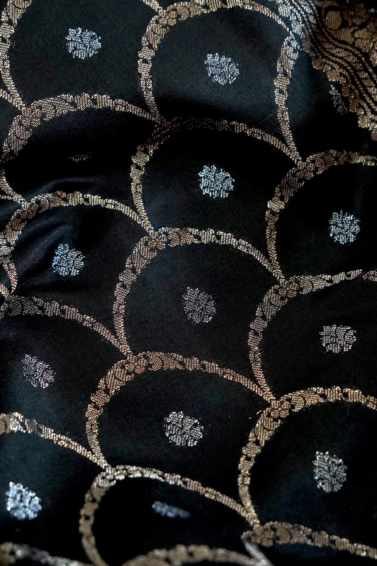 Handwoven Black Pure Banarasi Muga Silk Saree