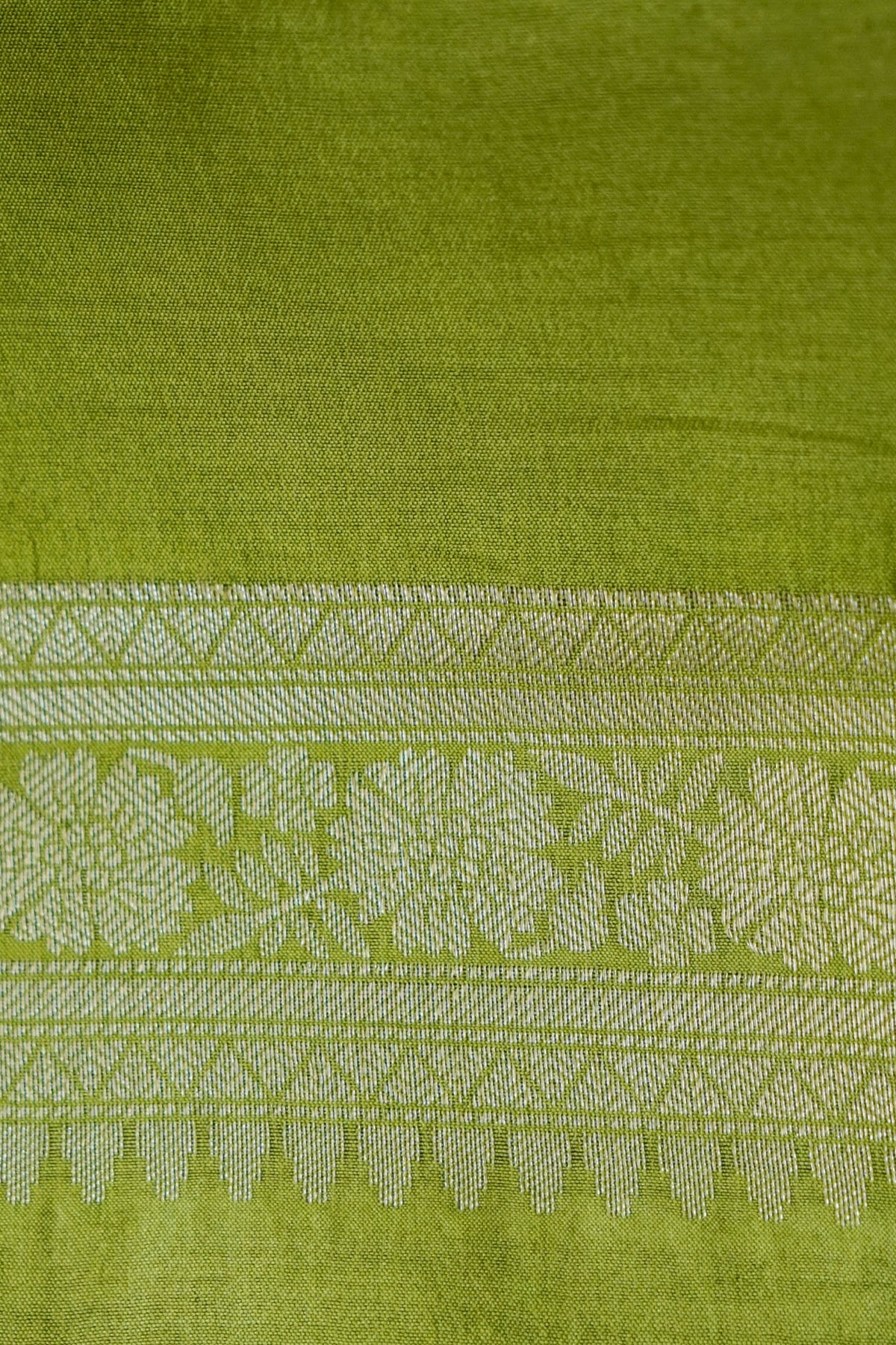 Handwoven Pista Green Rangkaat Pure Banarasi Muga Silk Saree