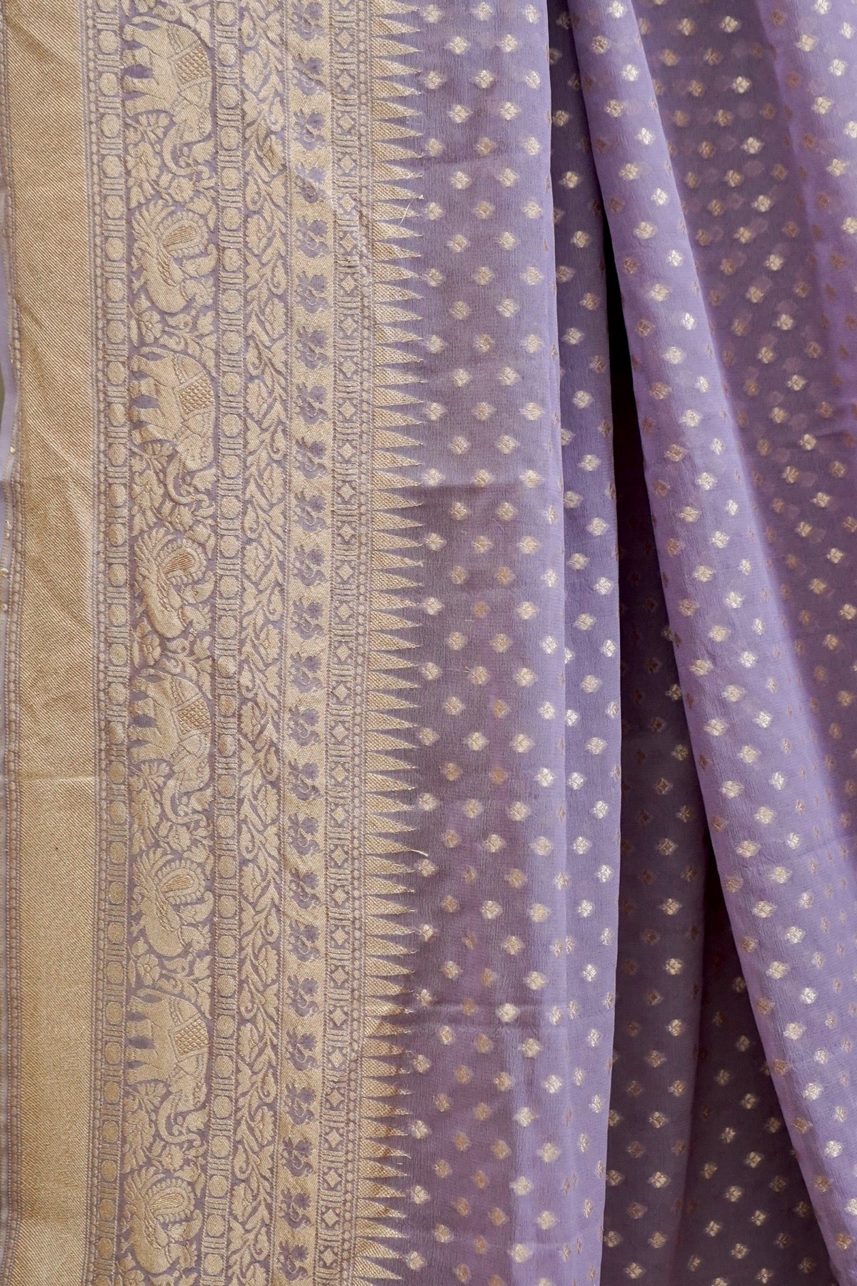 Handwoven Lilac Pure Banarasi Khaddi Georgette Saree