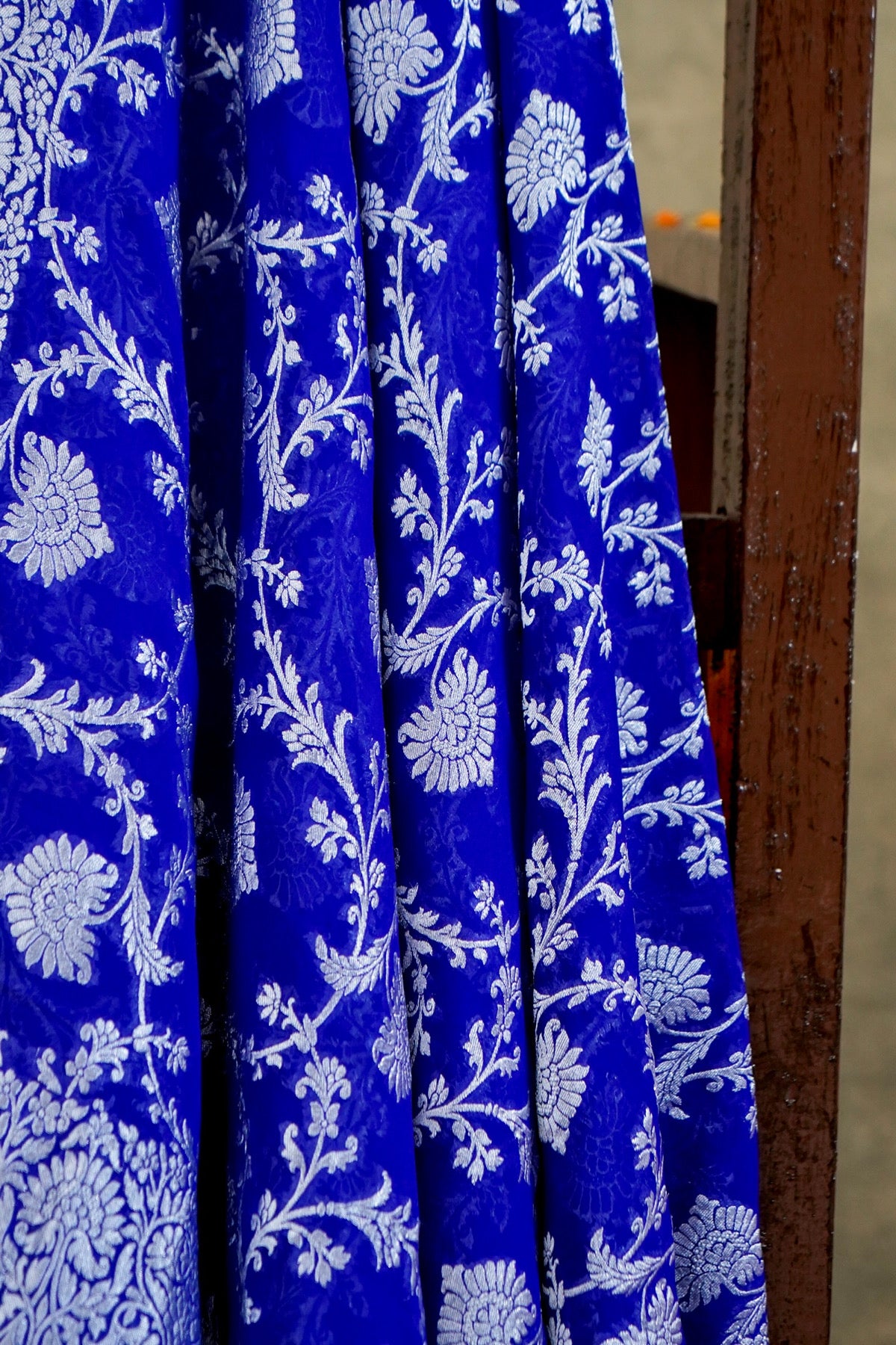 Handwoven Royal Blue Pure Banarasi Khaddi Georgette Saree