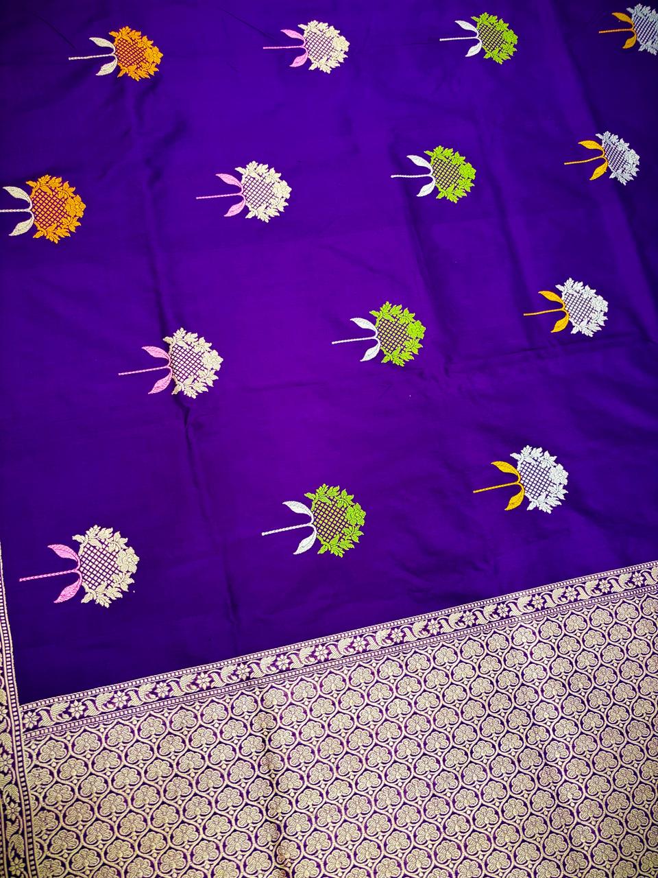 Handwoven Purple Banarasi Katan Silk Saree