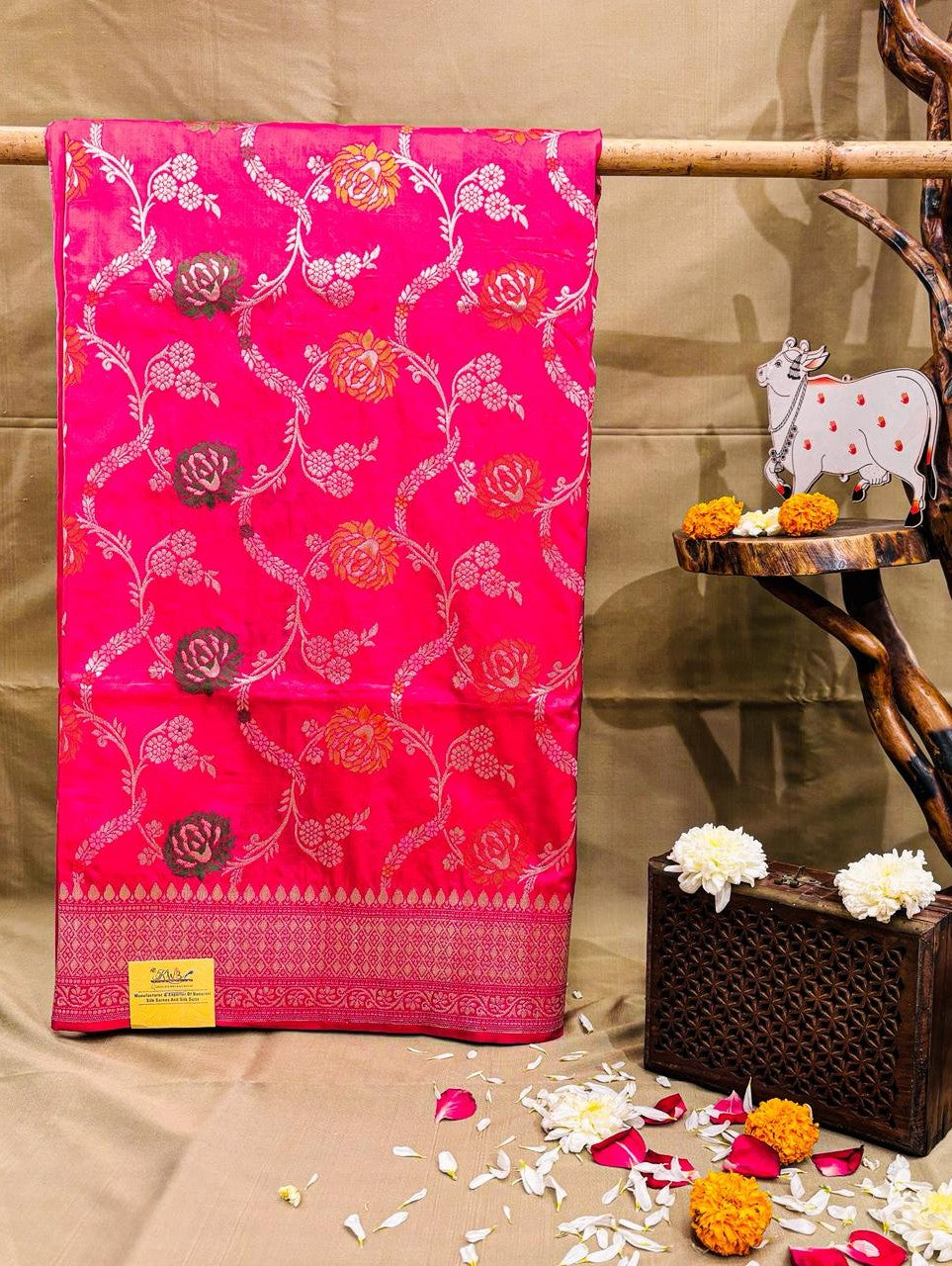 Handwoven Pink Meenakari Banarasi Katan Silk Saree