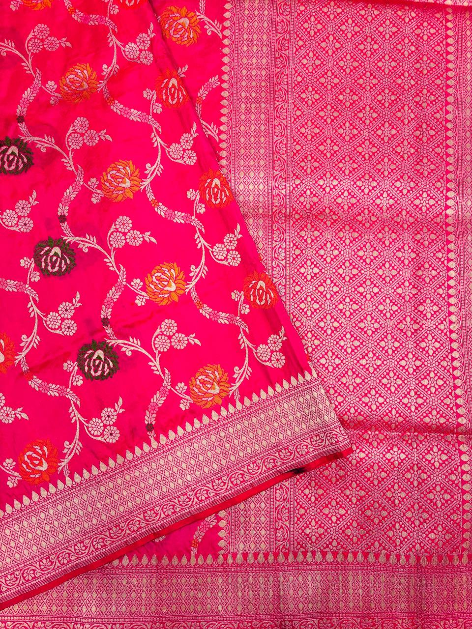 Handwoven Pink Meenakari Banarasi Katan Silk Saree