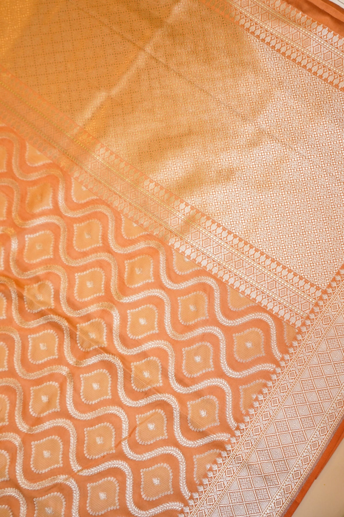 Peach Rangkaat Mashru Silk Saree