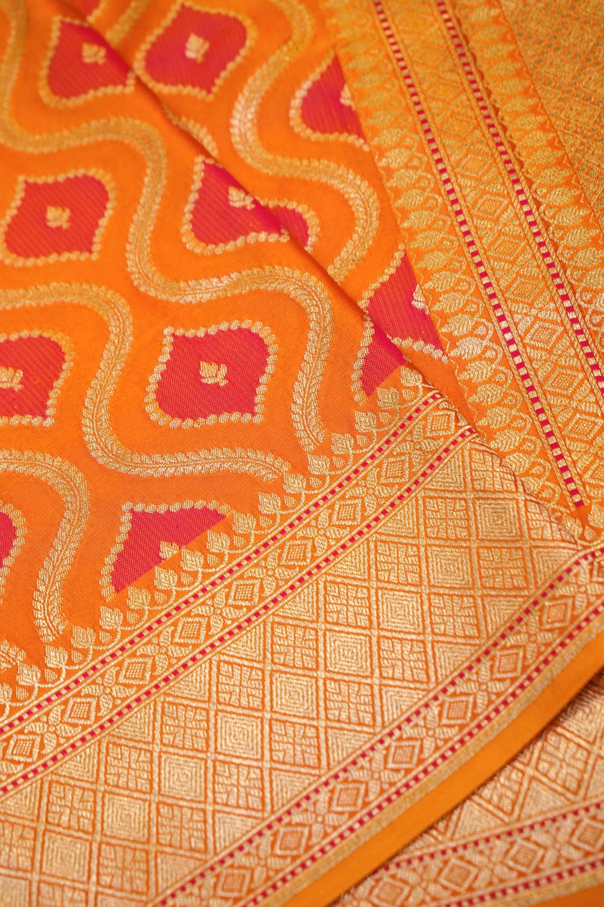 Orange Rangkaat Mashru Silk Saree