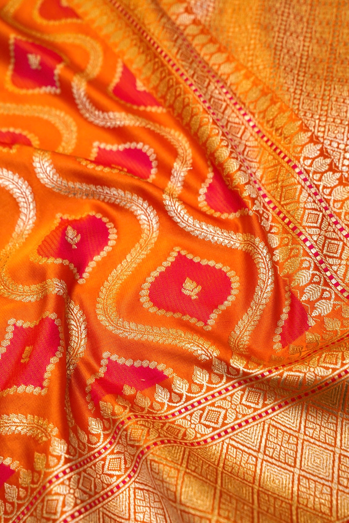 Orange Rangkaat Mashru Silk Saree