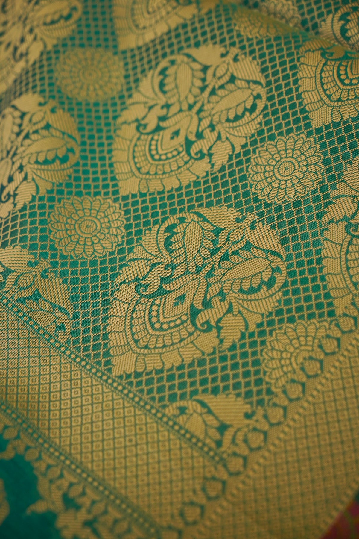 Rama Green Mercerise Silk Tilfi Saree