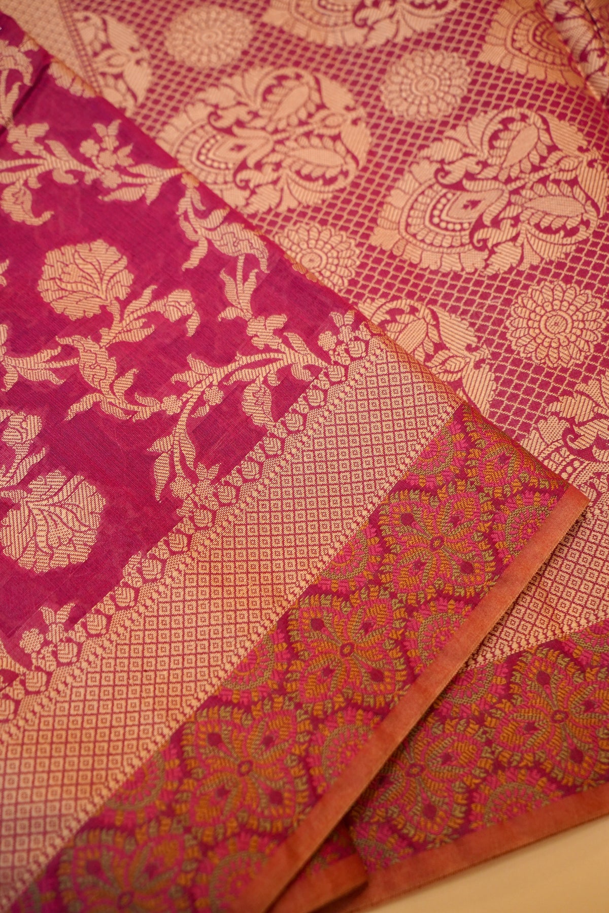 Wine Mercerise Silk Tilfi Saree