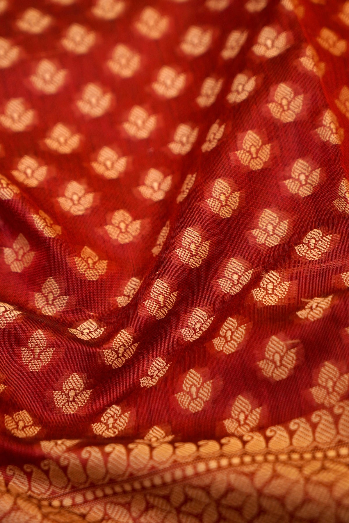 Maroon Mercerise Silk Tilfi Saree