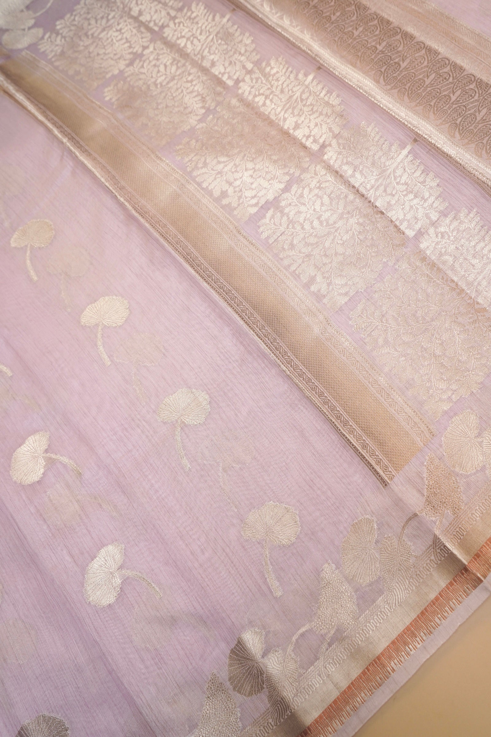 Lilac Banarasi Muga Tussar Silk Saree