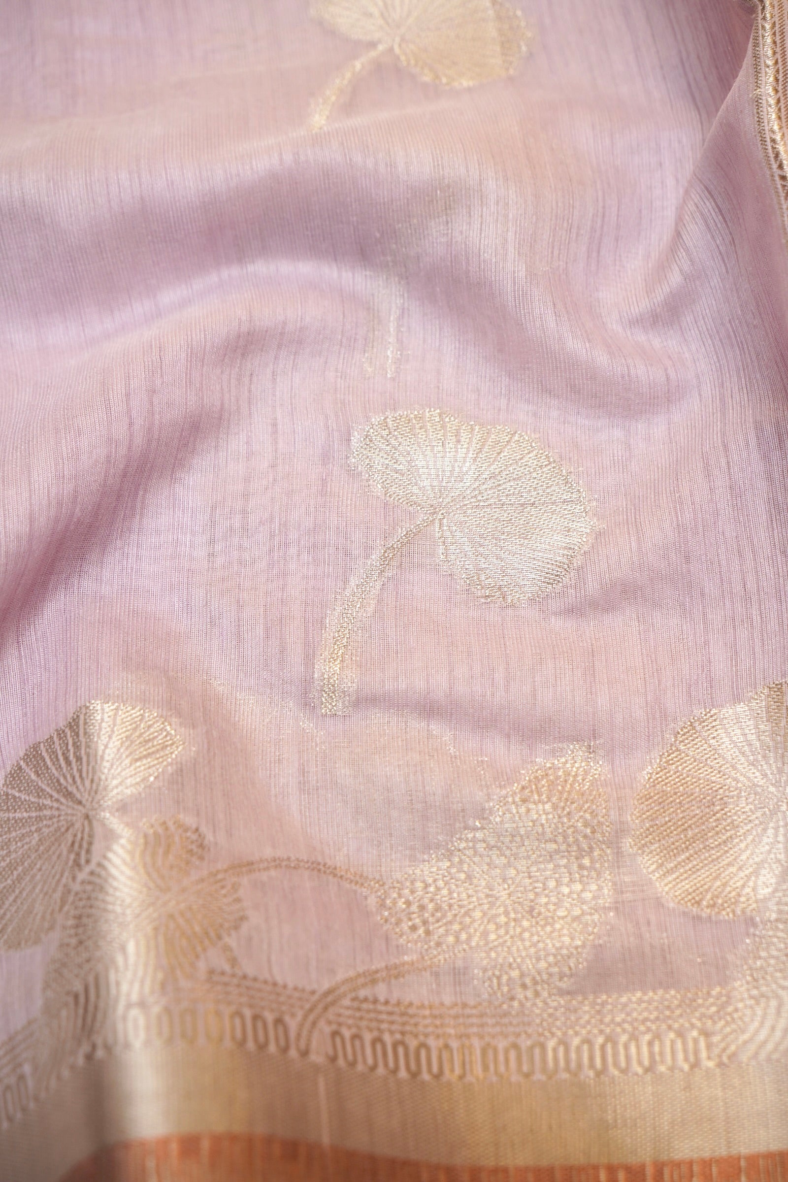 Lilac Banarasi Muga Tussar Silk Saree