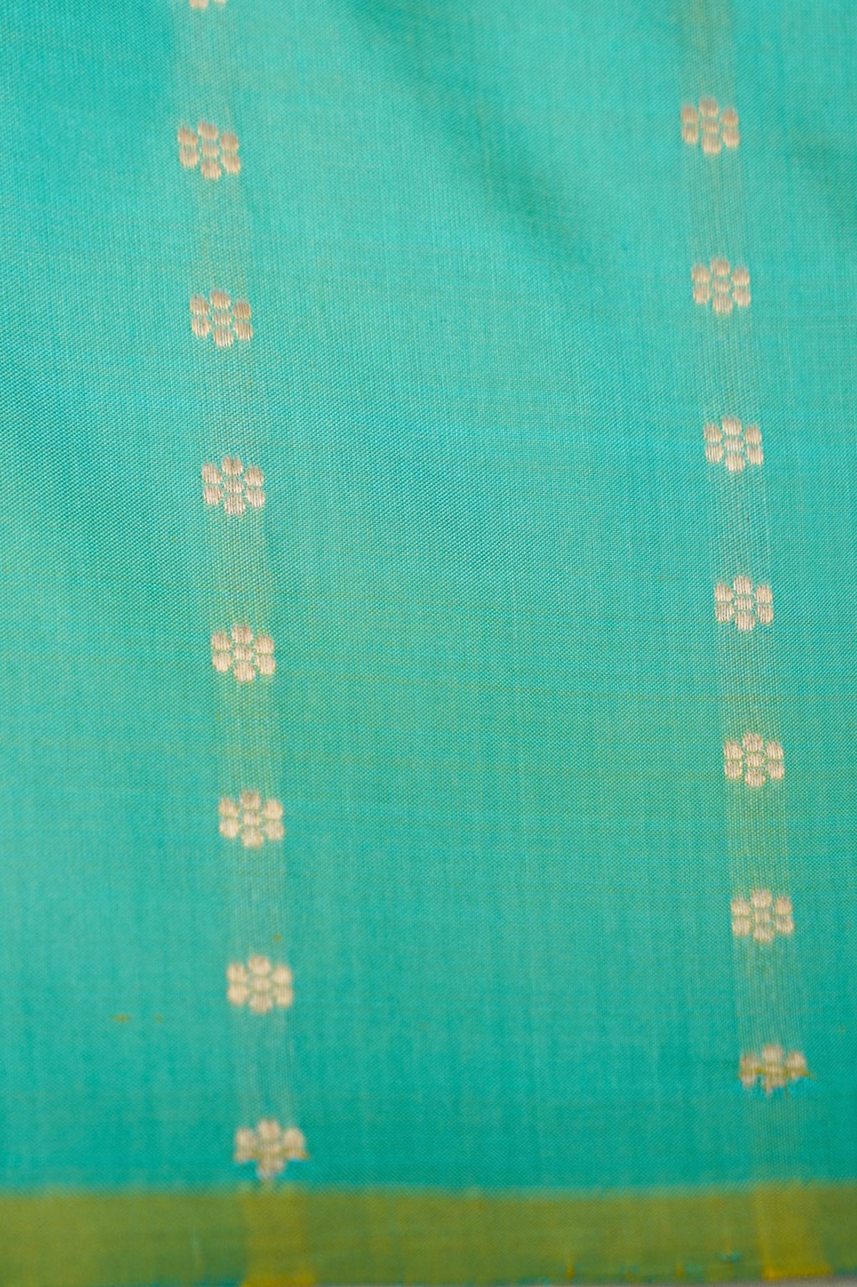 Handwoven Turquoise Blue Buta Pure Banarasi Katan Silk Saree