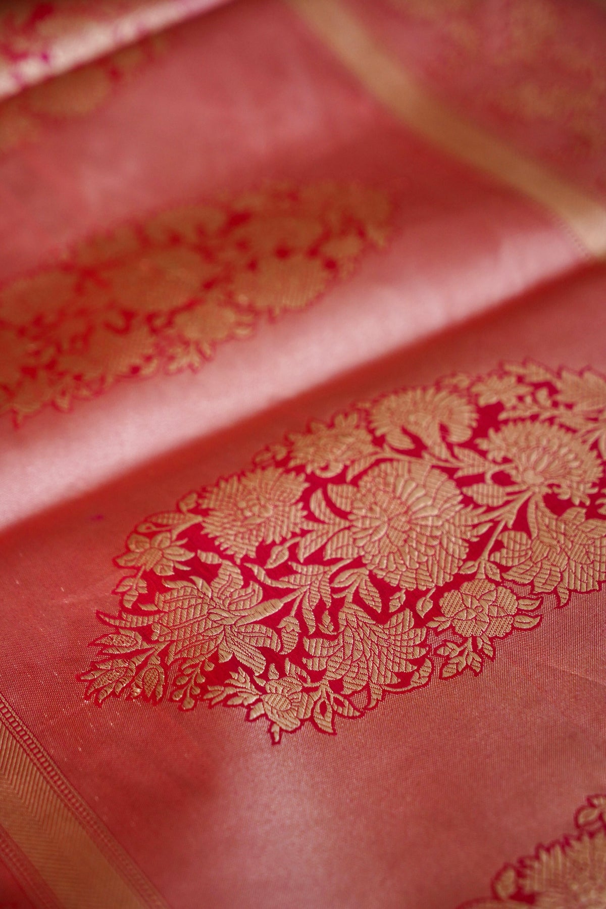 Handwoven Rani Pink Polka Dot Pure Banarasi Katan Silk Saree
