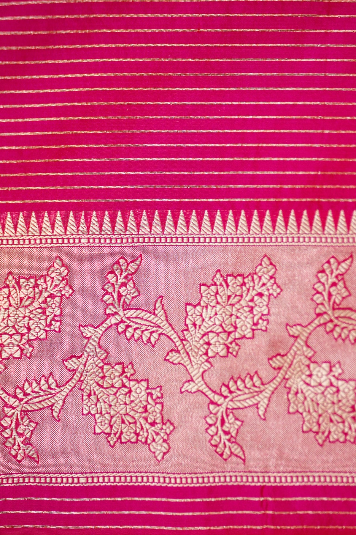 Handwoven Rani Pink Polka Dot Pure Banarasi Katan Silk Saree