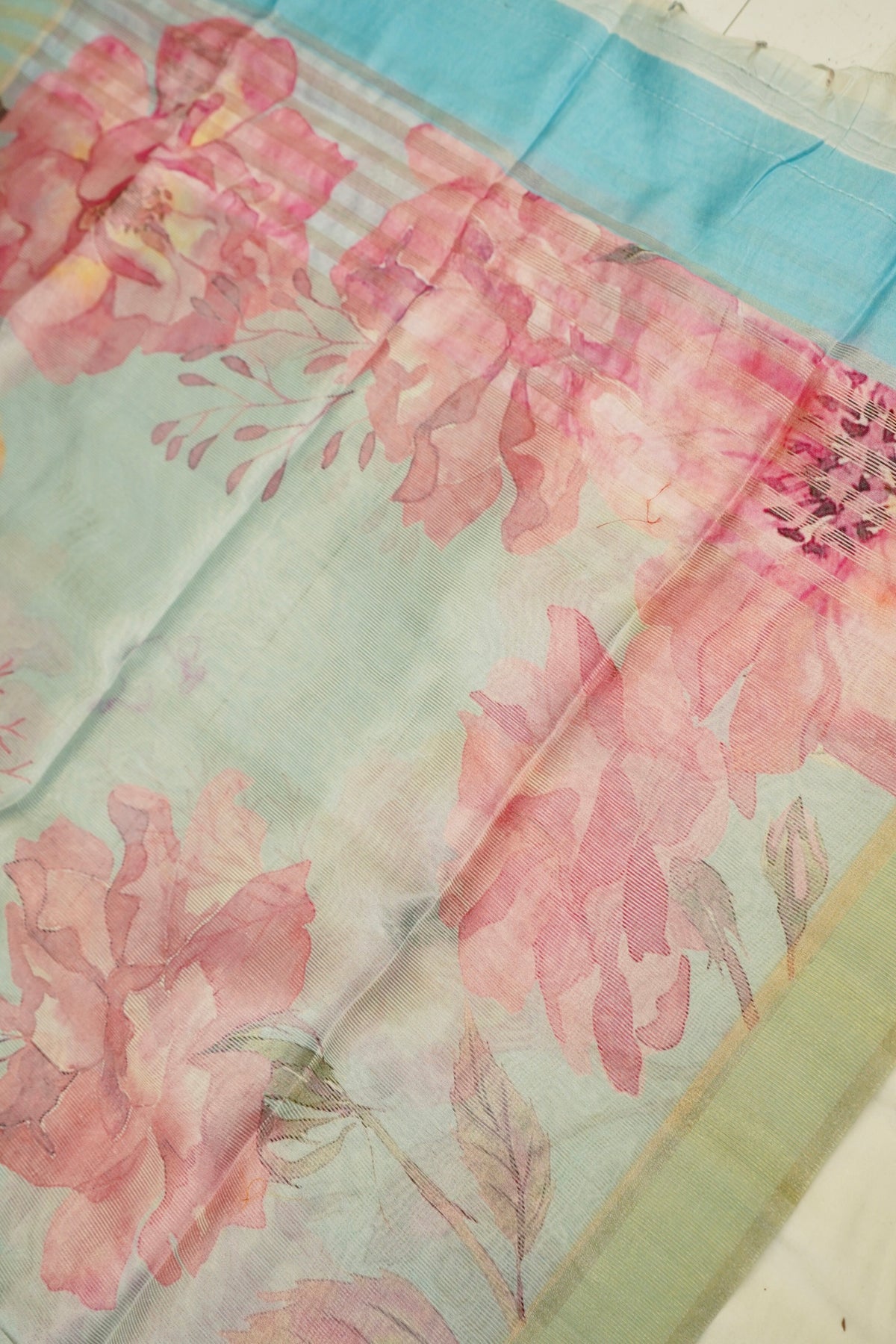 Sky Blue Kora Tissue Silk Dupatta