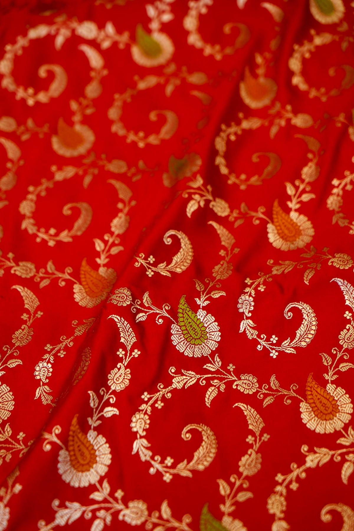 Dark Red Meenakari Banarasi Mashru Silk Dupatta