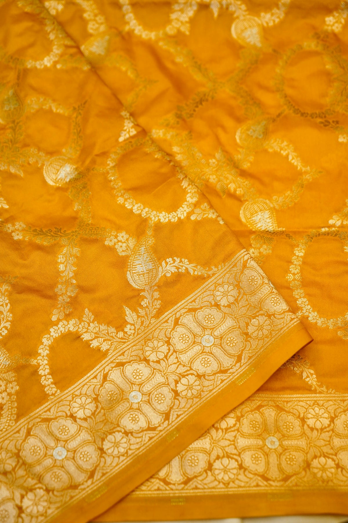 Mustard Yellow Banarasi Katan Silk Dupatta